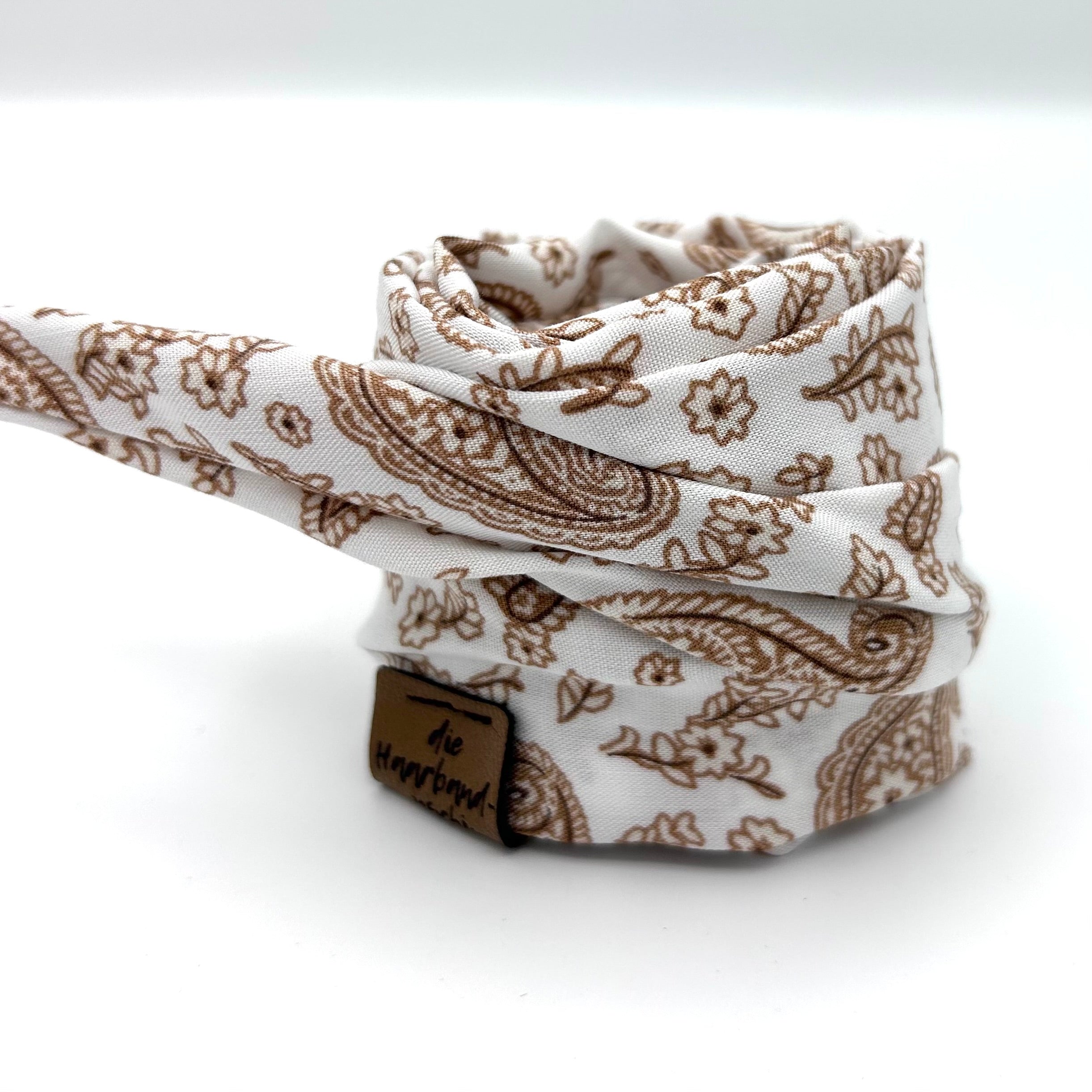 Drahthaarband schmal - Vintage Paisley Weiß