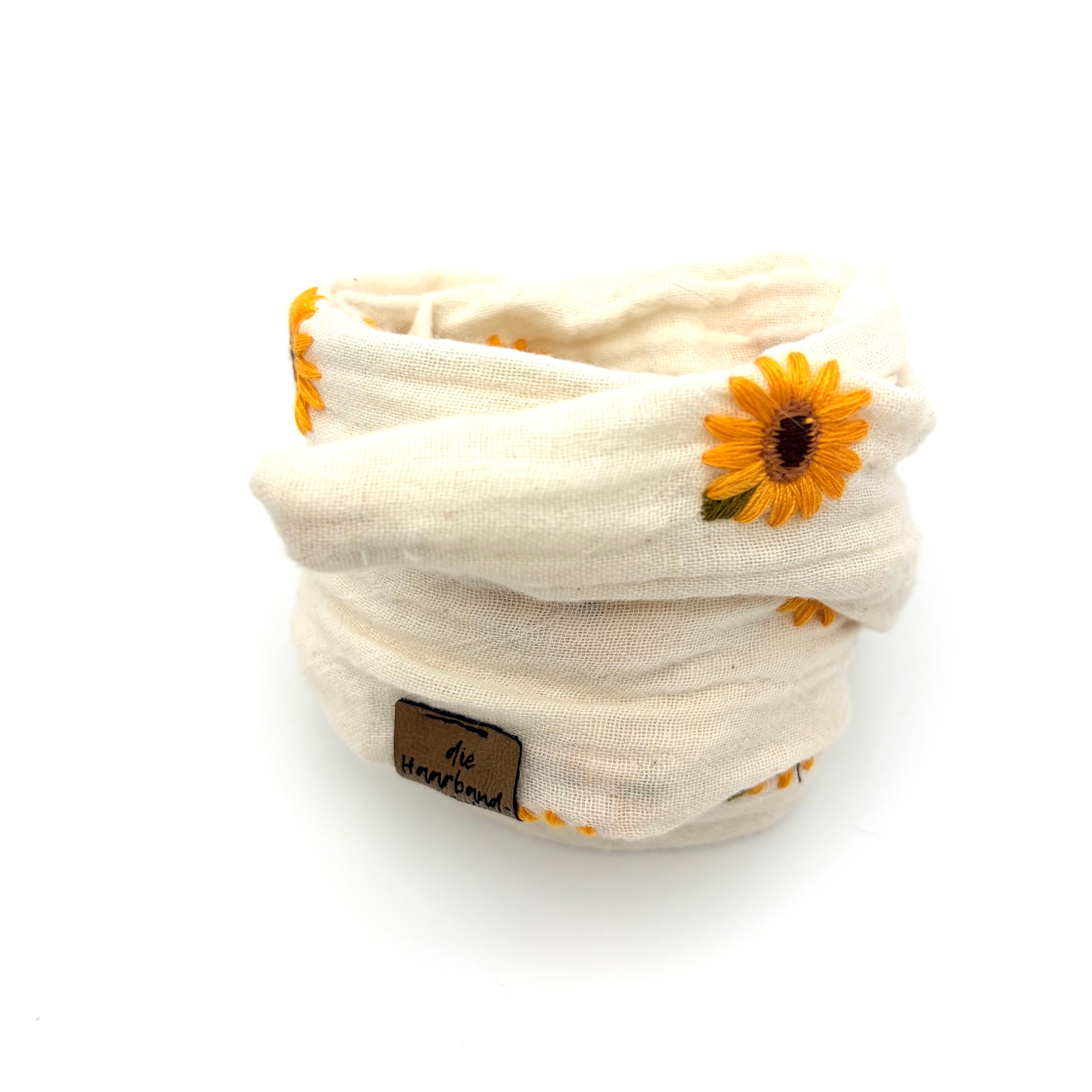 Drahthaarband schmal - Sonnenblume Creme