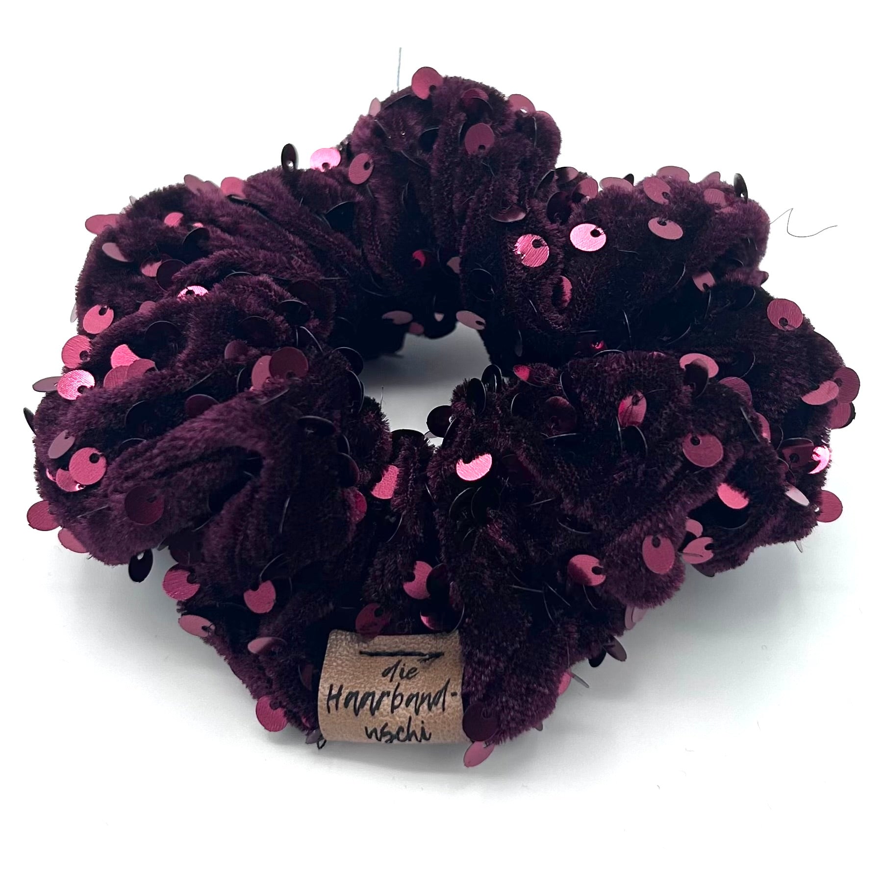 Big Scrunchie - Pailletten Weinrot Bordeaux