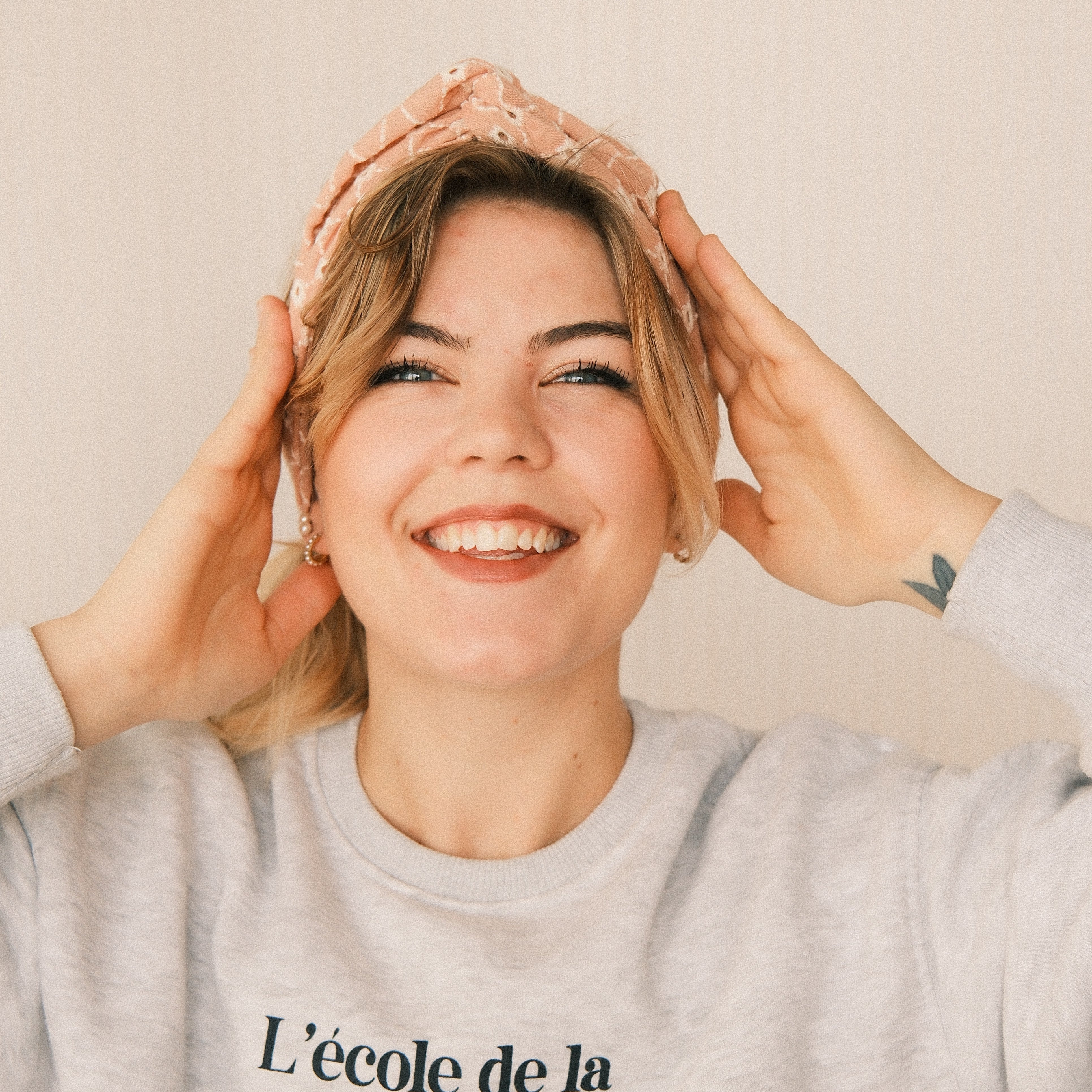 Drahthaarband schmal - Polka Stick Apricot