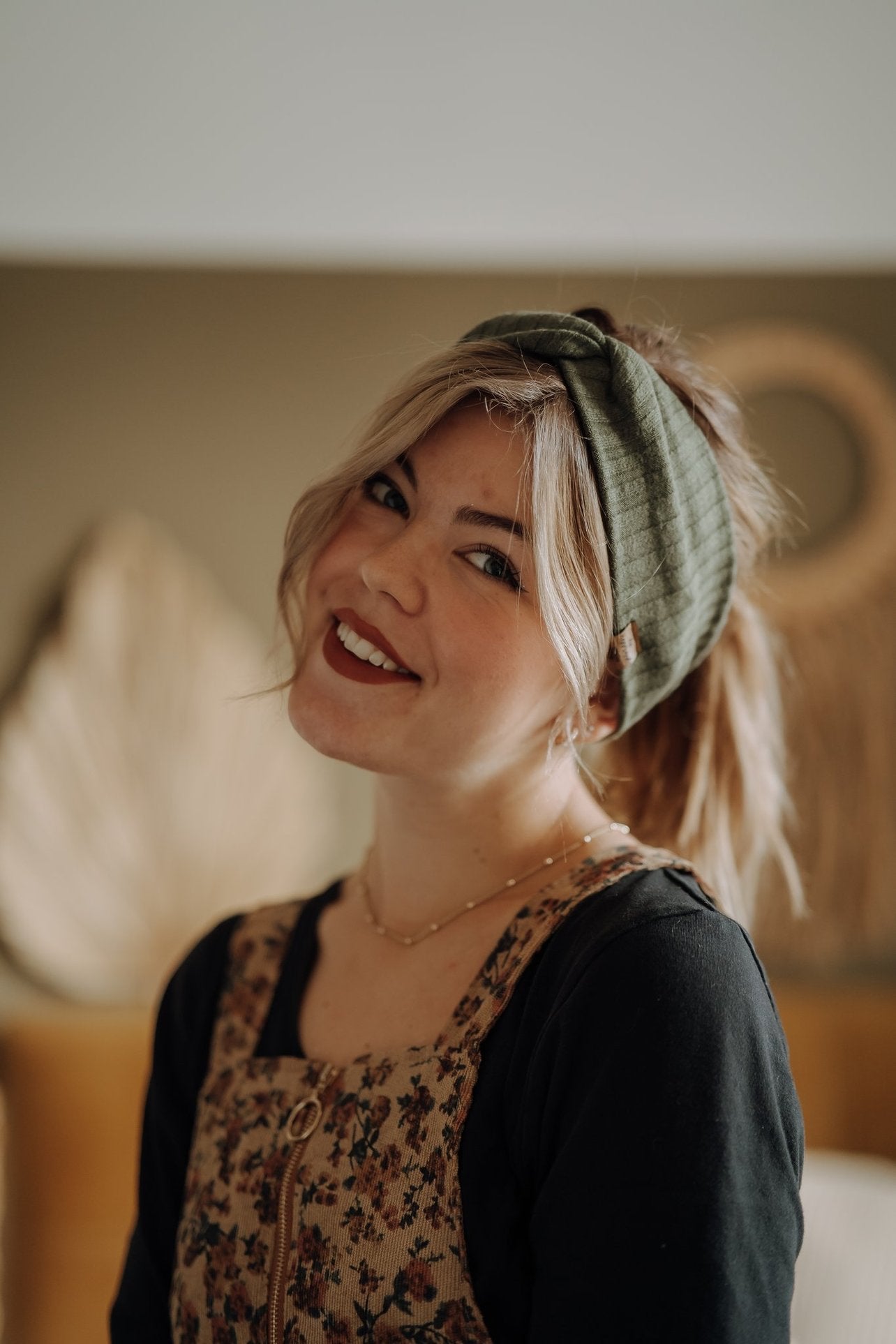 Haarband Basic Strick Khaki