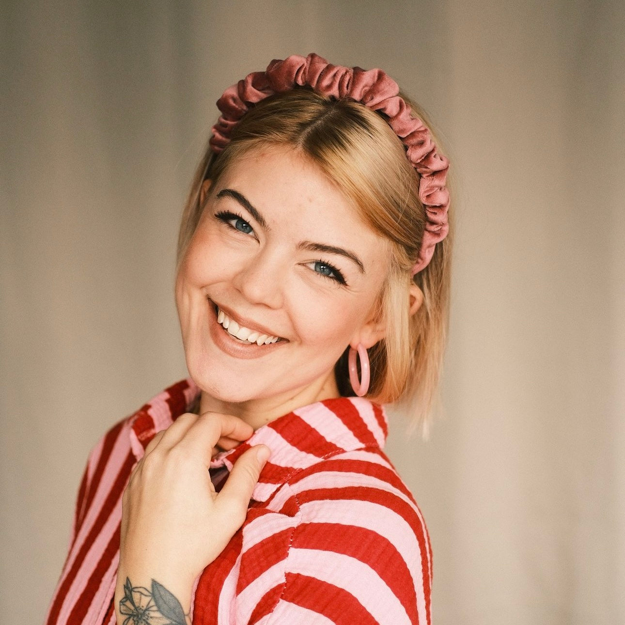 Hilde - softpink Haarreif gerafft