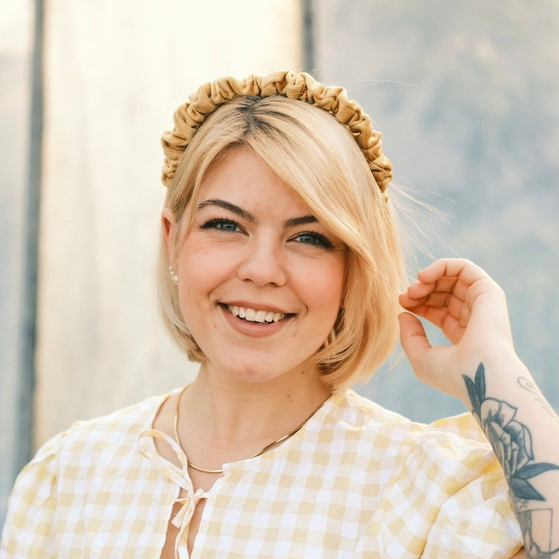 Hilde - sonnengelb Haarreif gerafft