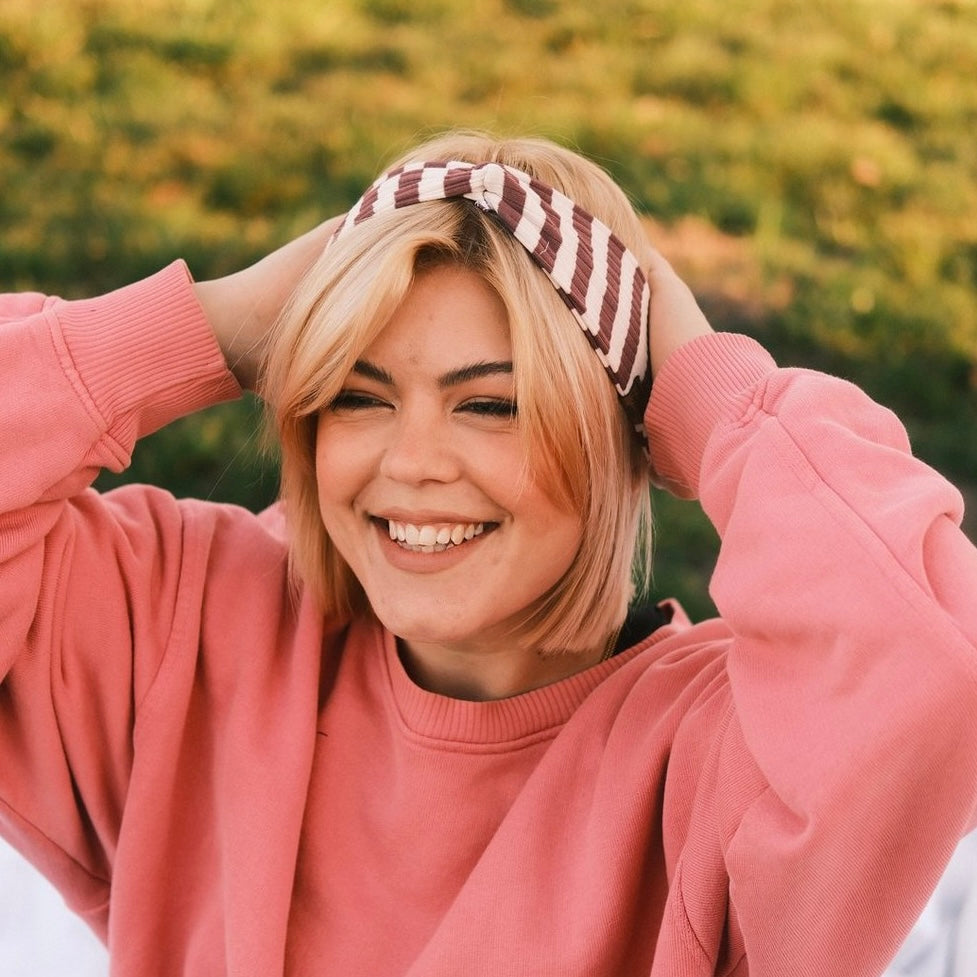 Basic Haarband - gestreift altrosa