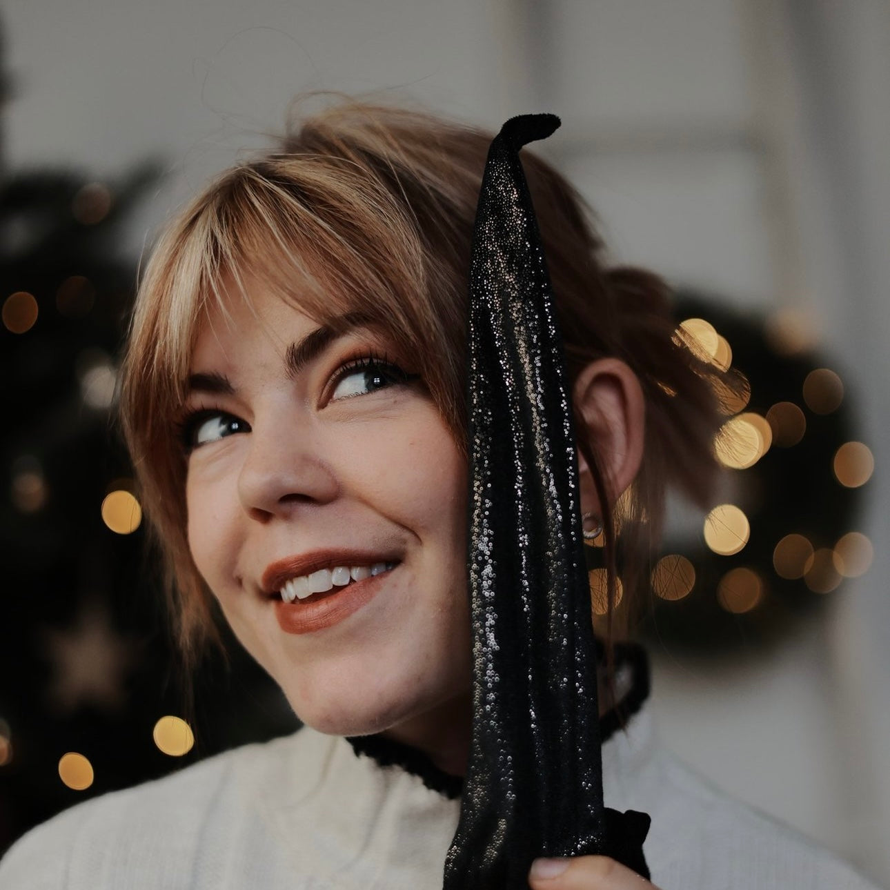 Drahthaarband Glitzer Silber