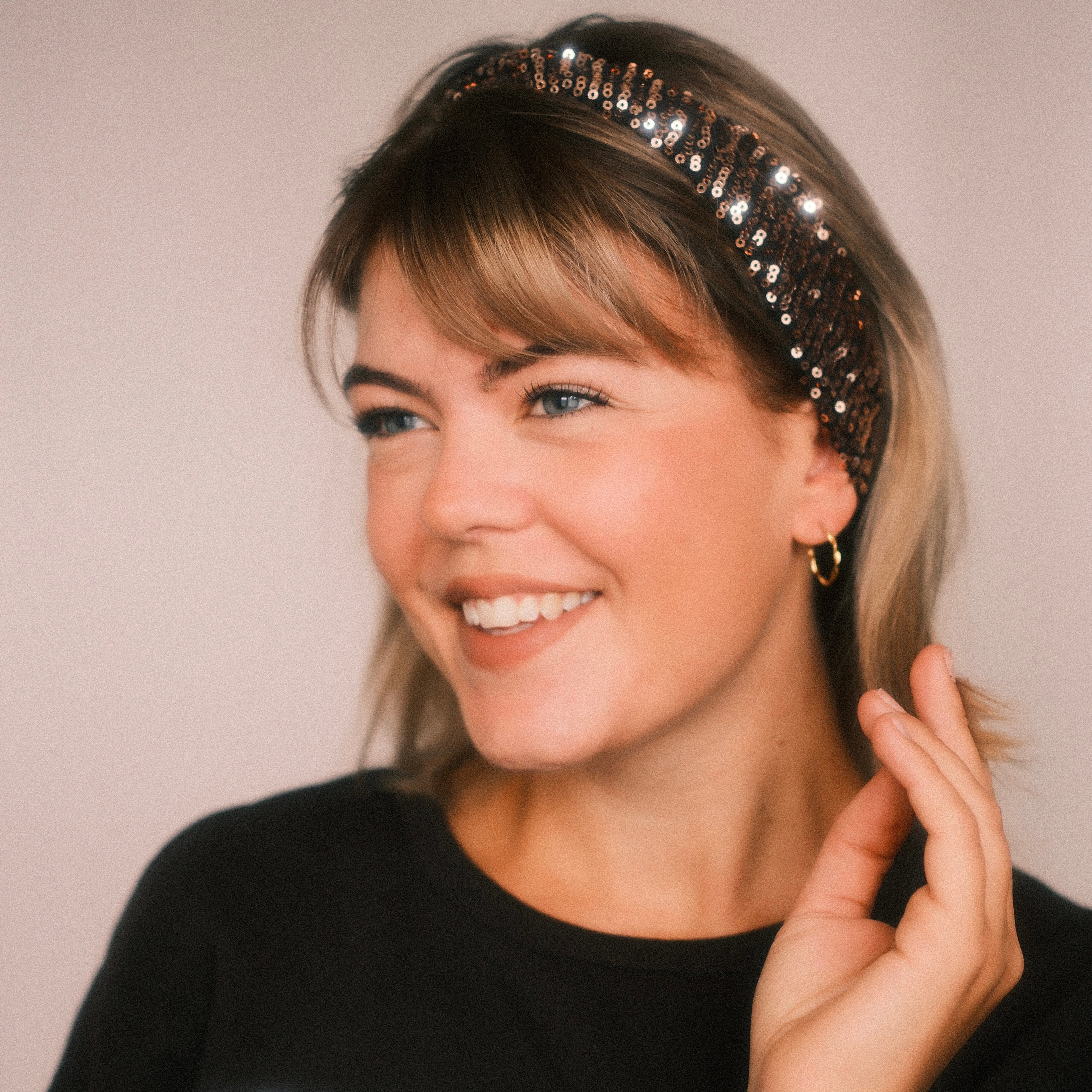 Basic Haarband - Pailletten Rosé