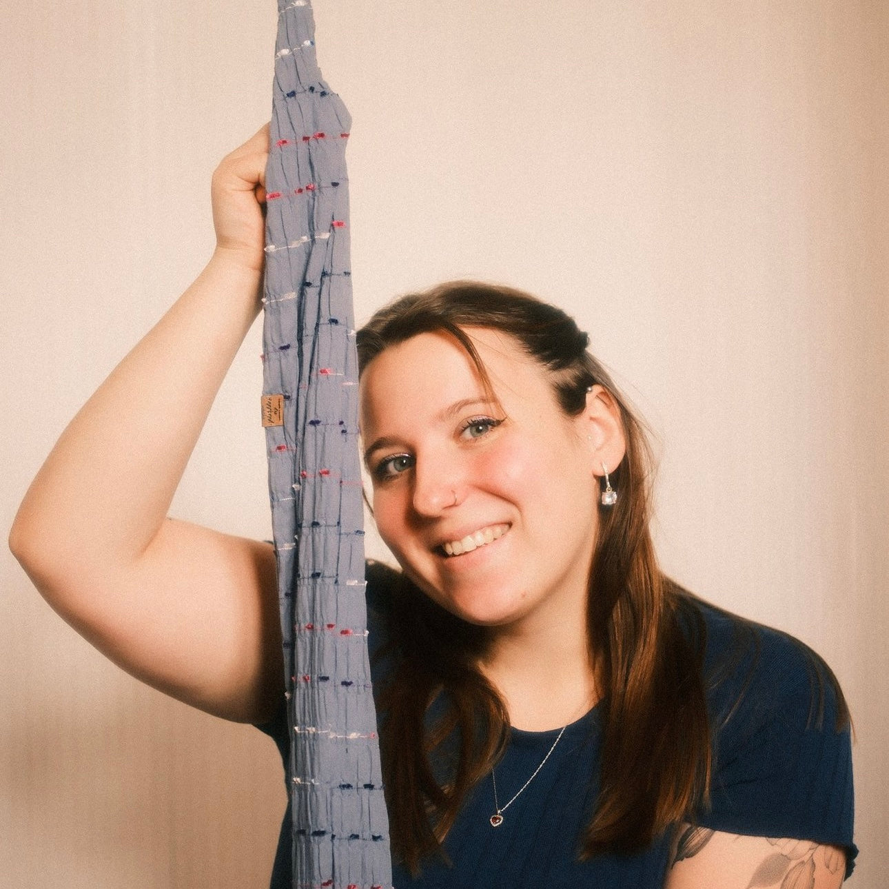 Drahthaarband breit Boho blau