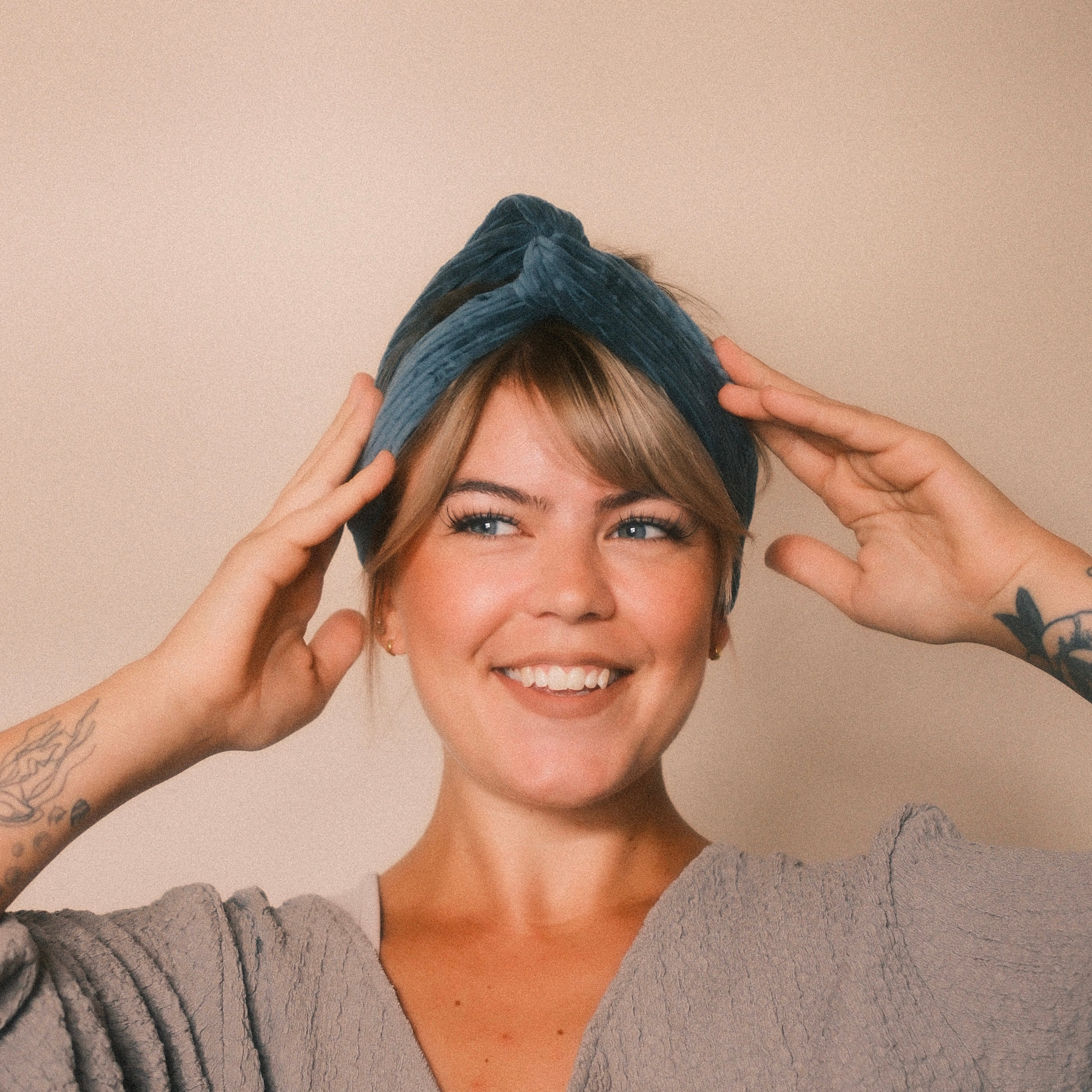 Drahthaarband breit - Cord Petrol