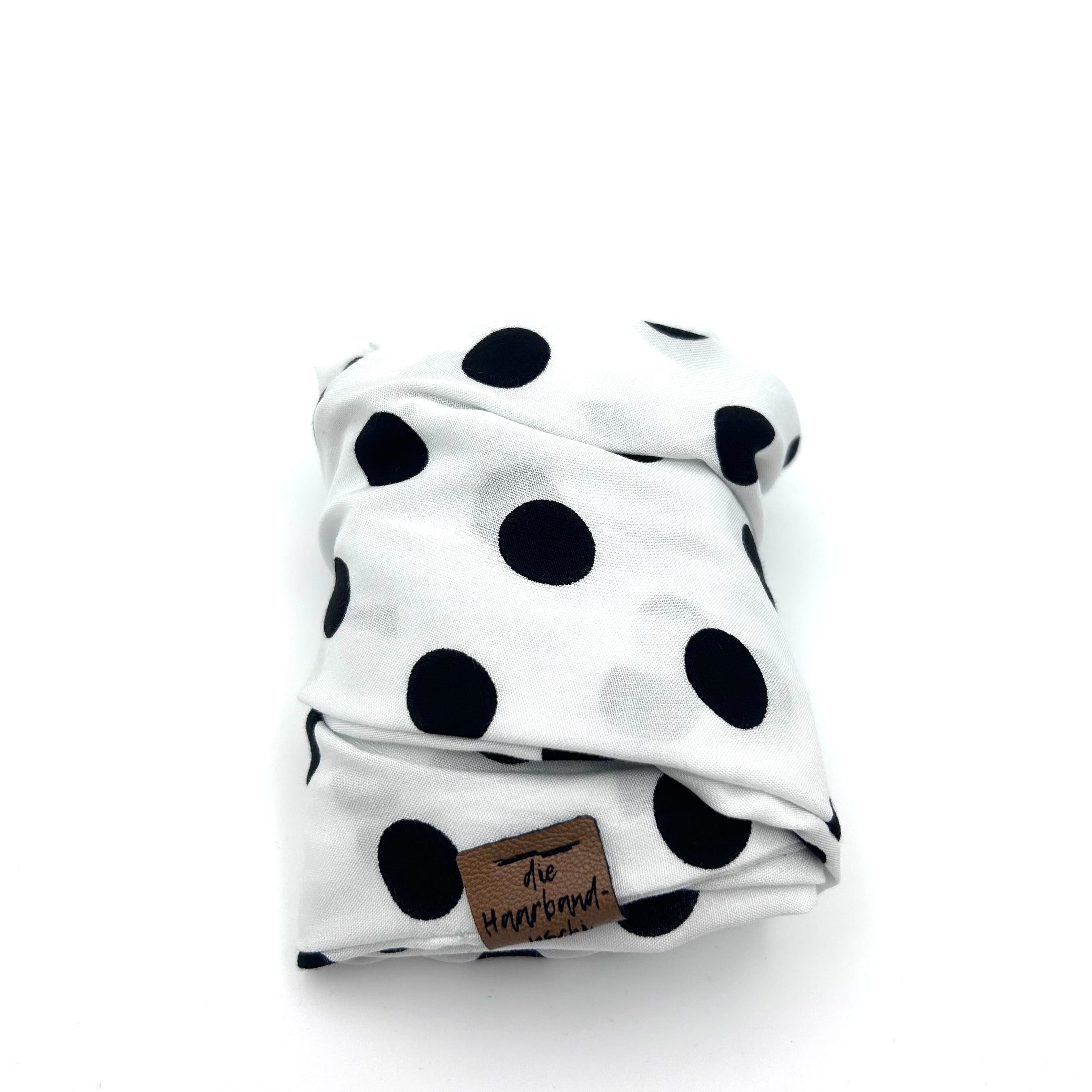 Drahthaarband breit -Polka Dots Weiß