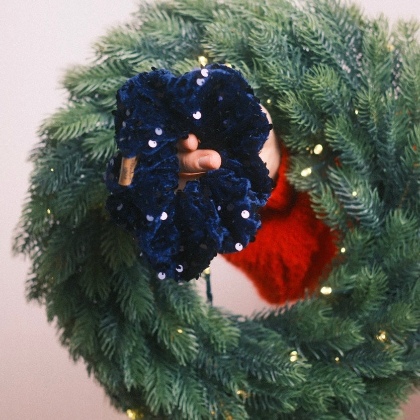 Big Scrunchie - Pailletten Dunkelblau