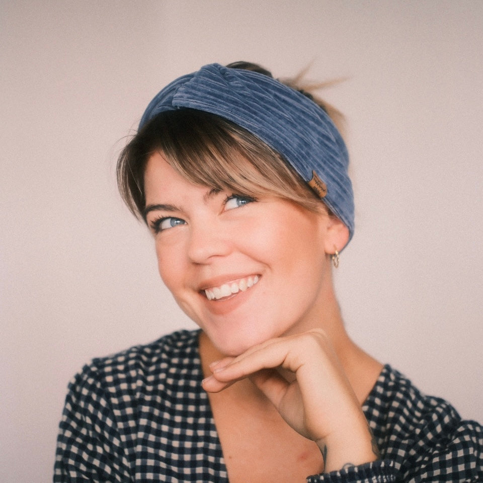 Basic Haarband - Cord Blau