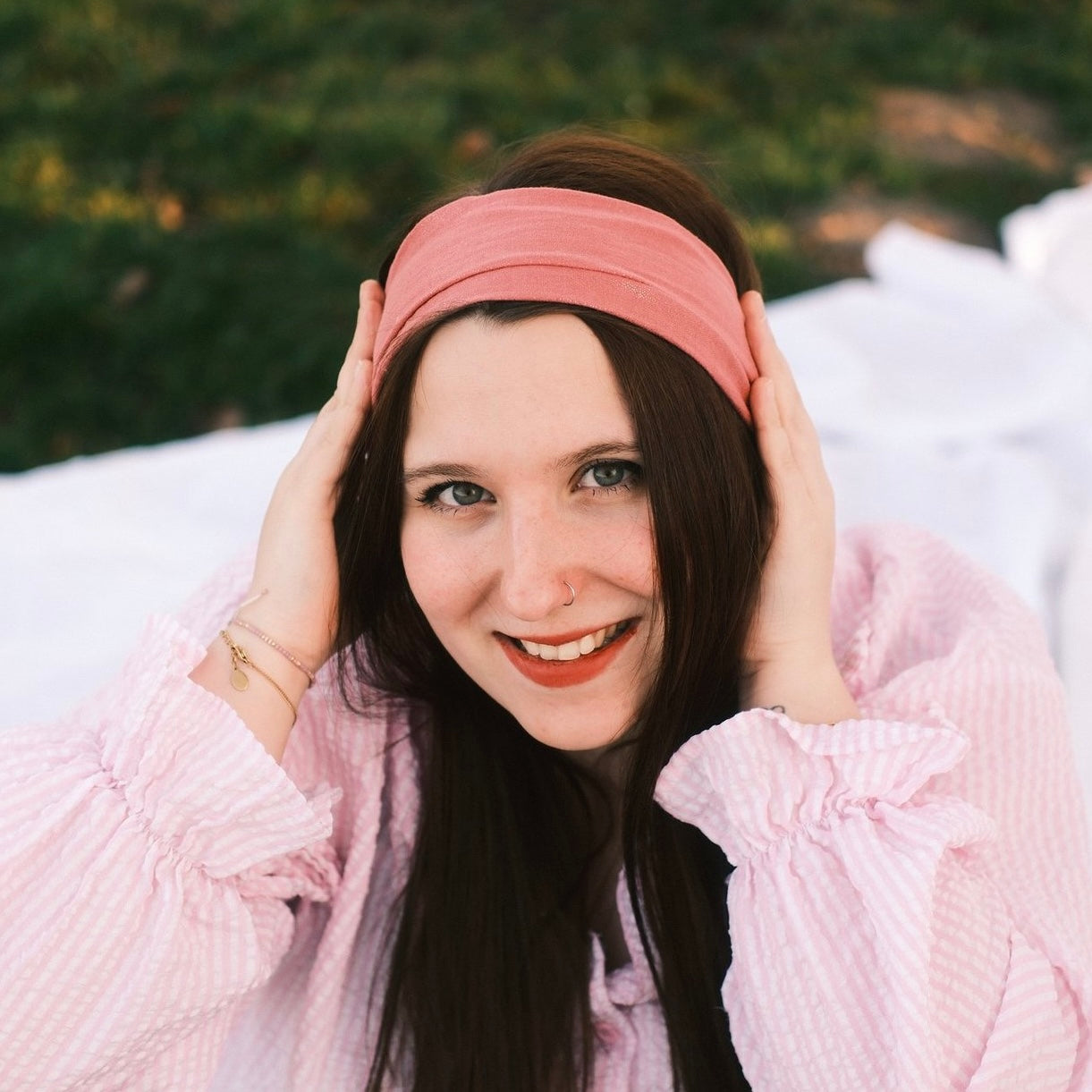 Drahthaarband Glitzer Rosa