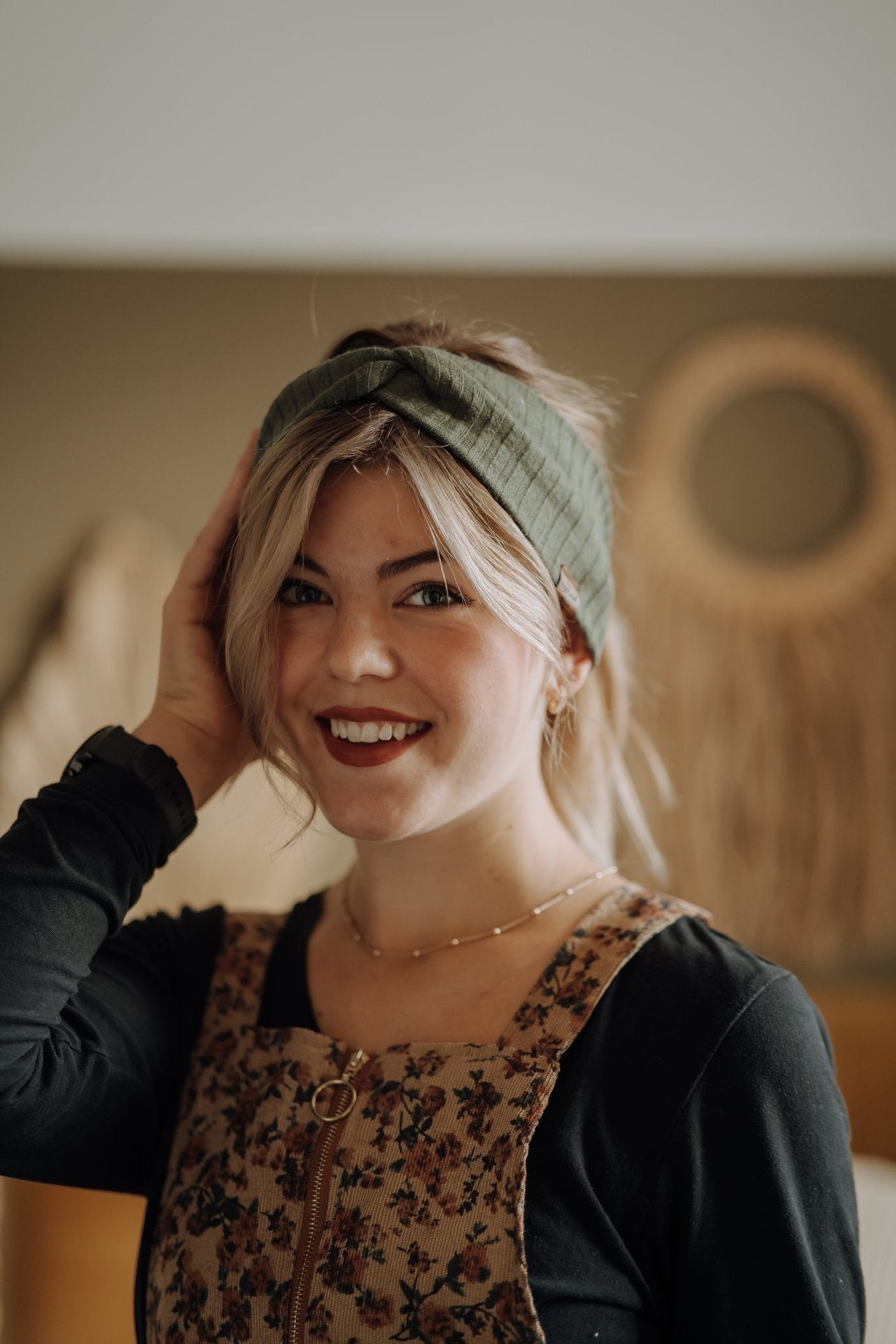 Haarband Basic Strick Khaki