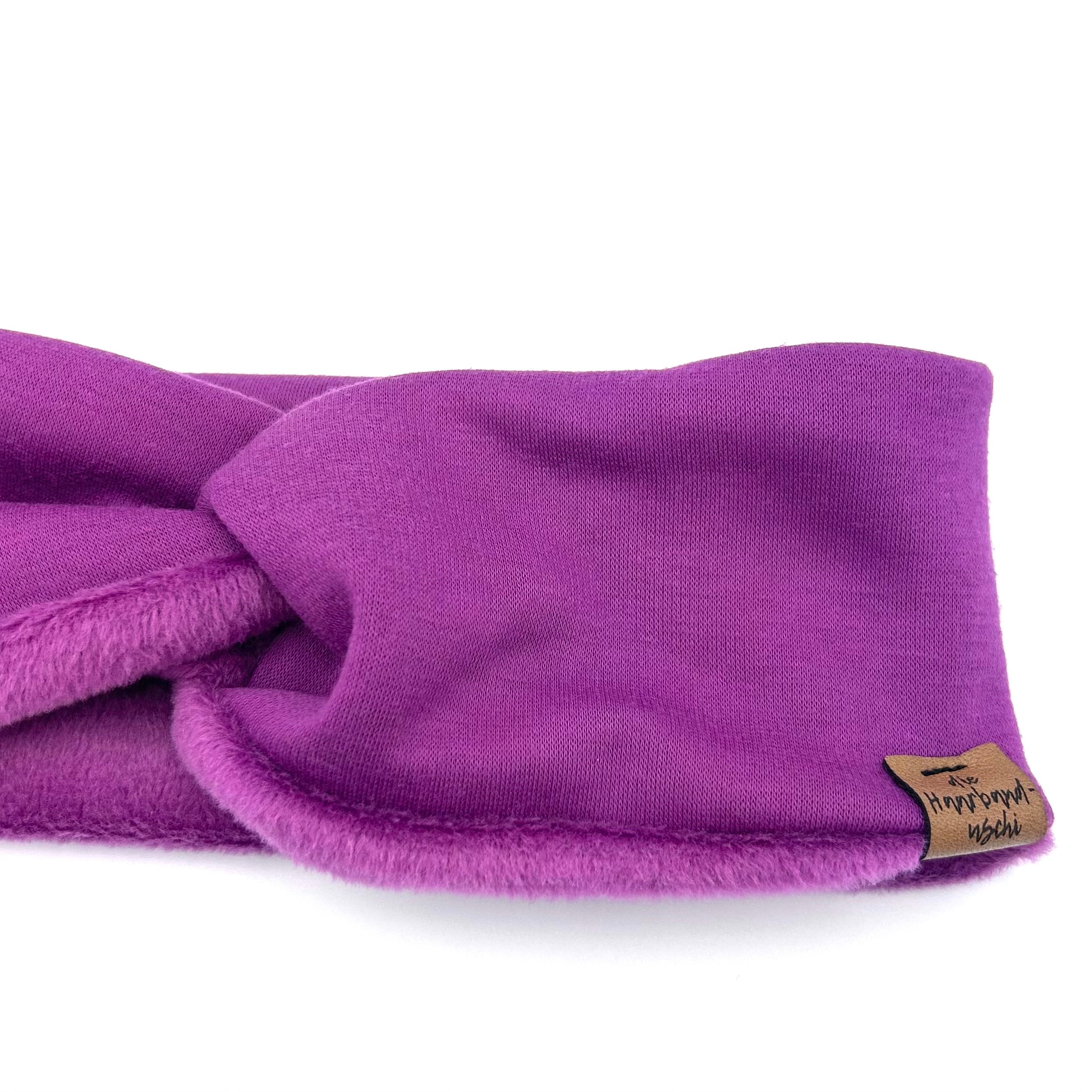 Stirnband Basic gefüttert lila/pink
