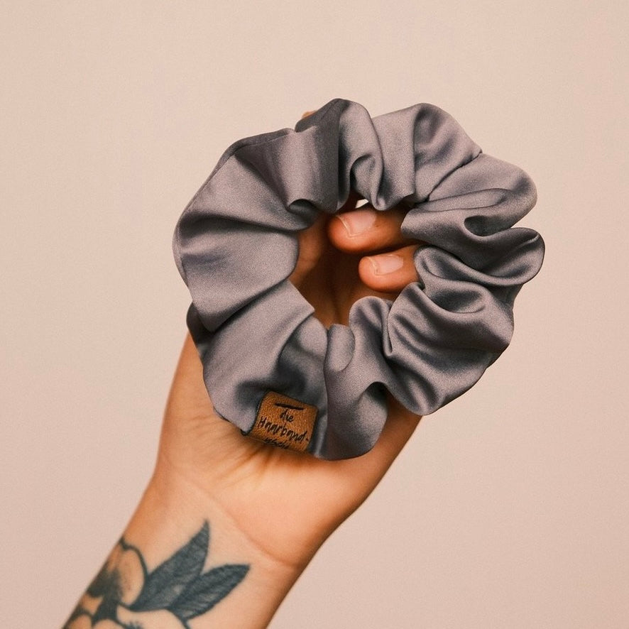 Scrunchie Satin Grau