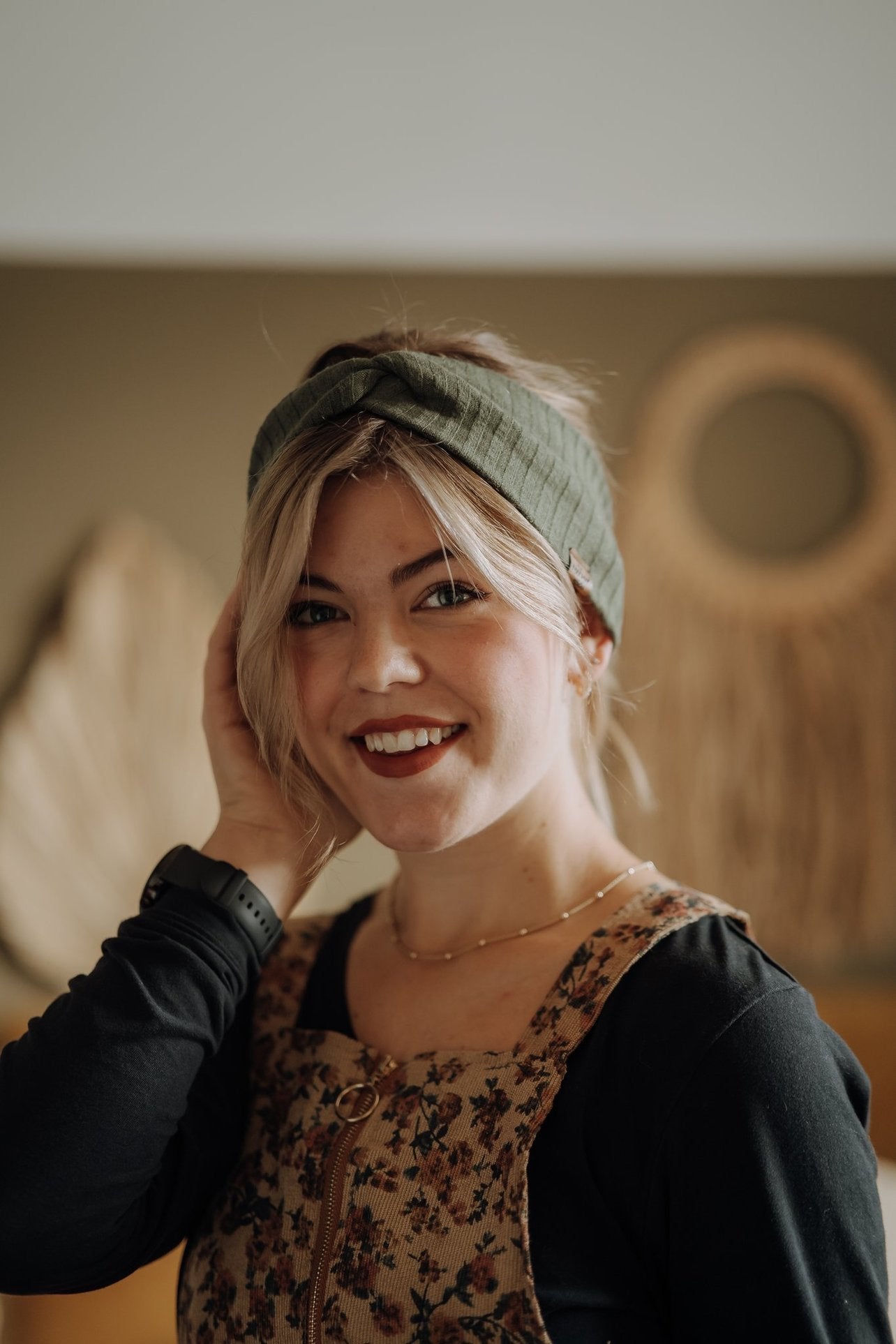 Haarband Basic Strick Khaki