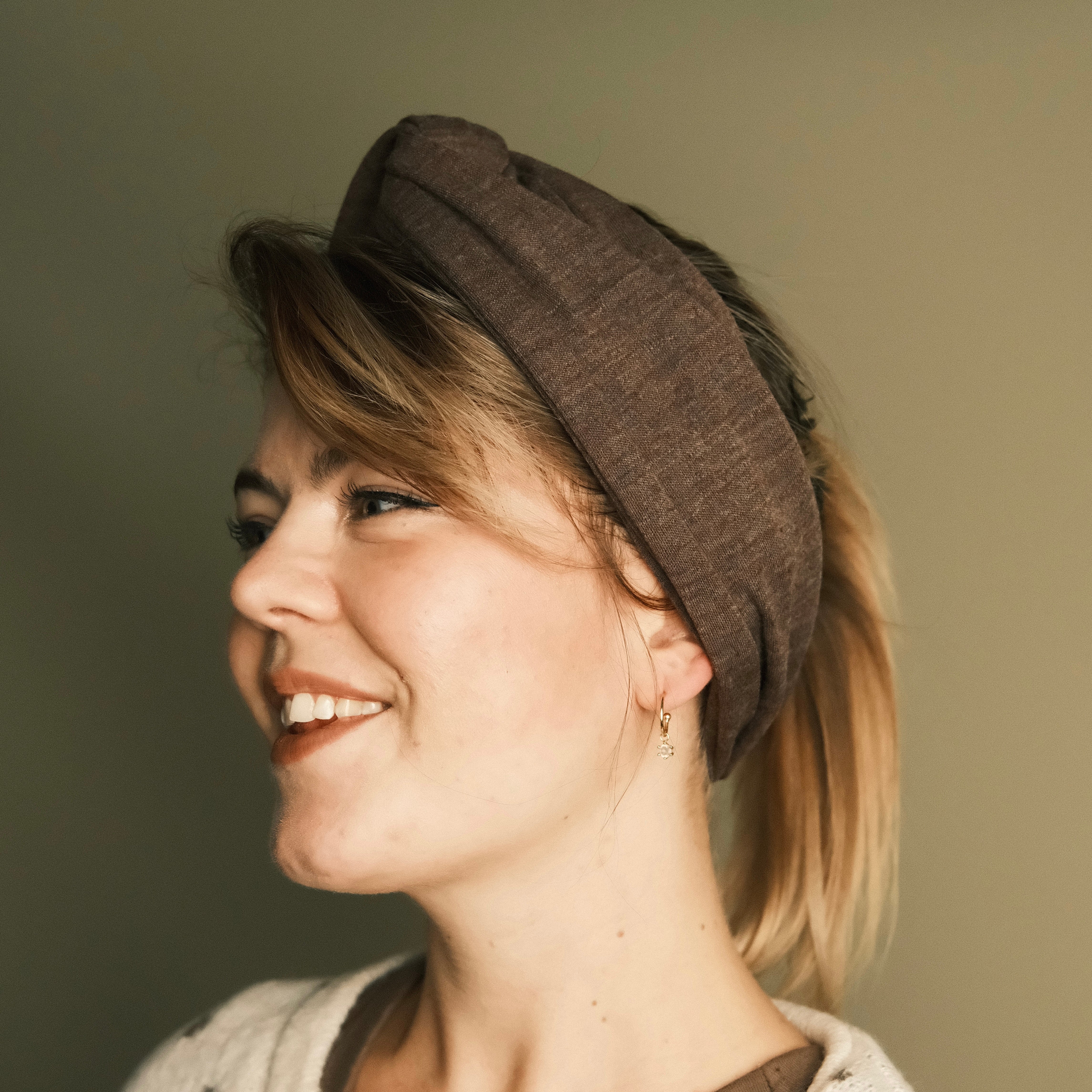 Drahthaarband breit - Warm Braun