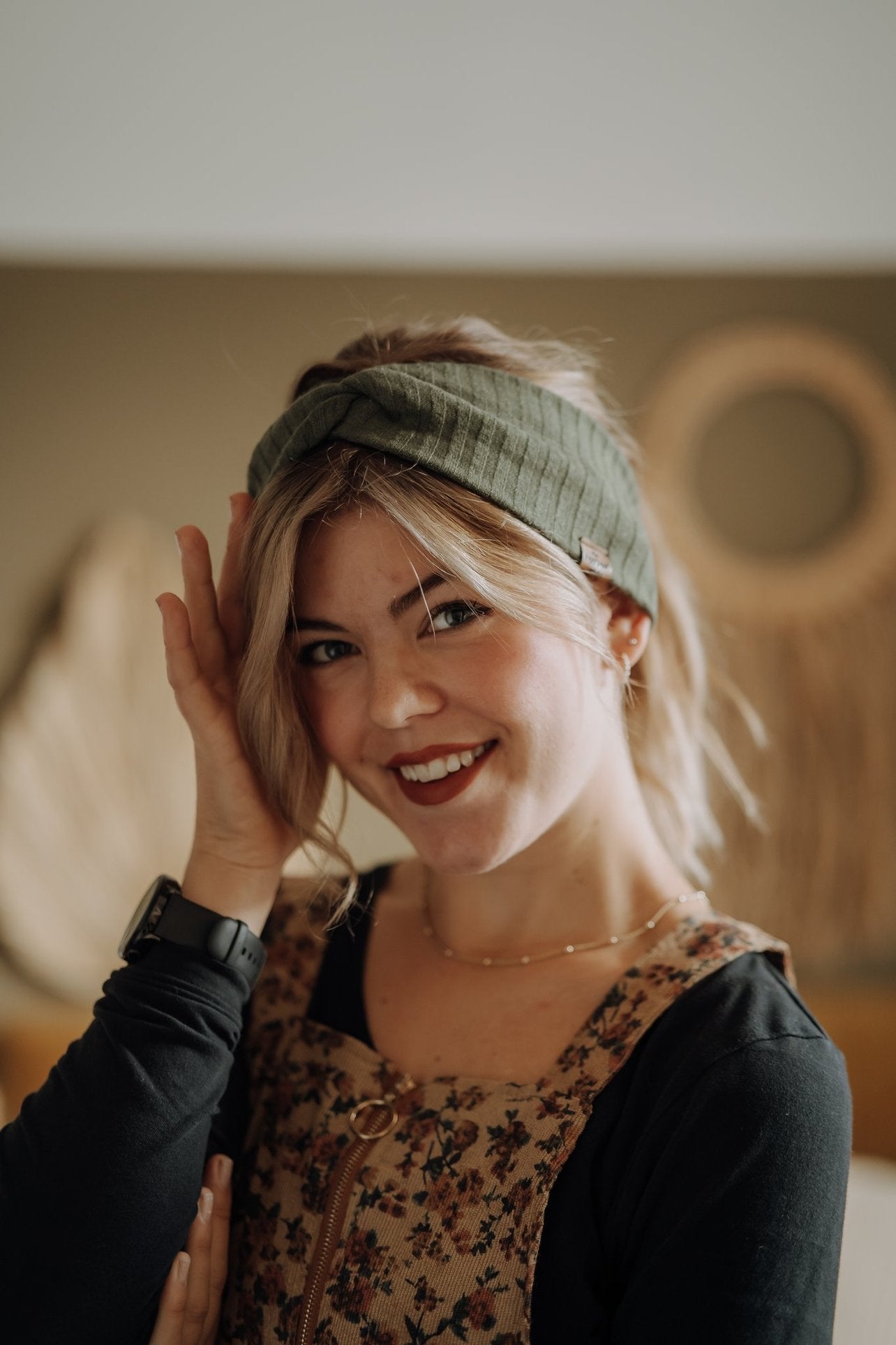 Haarband Basic Strick Khaki