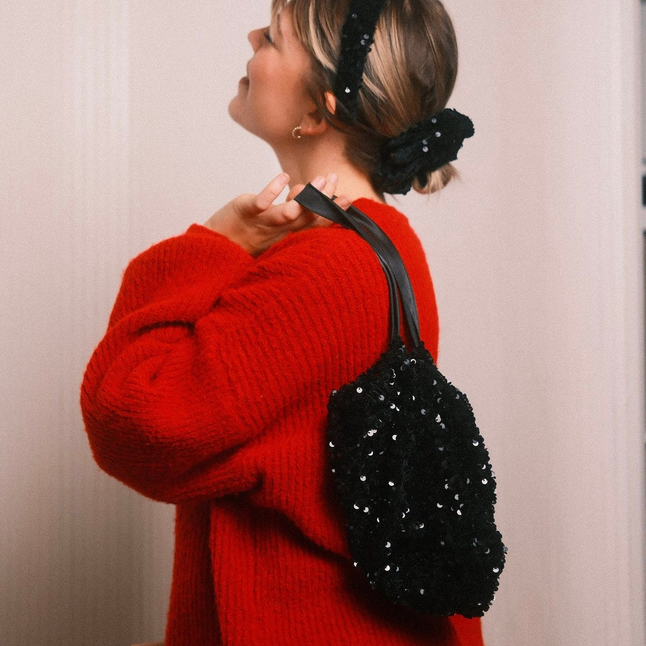 Pailletten Täschchen schwarz