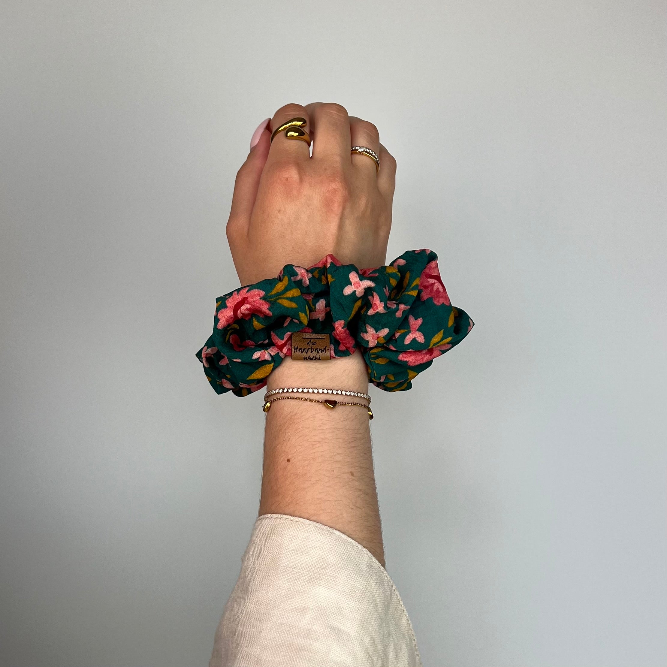 Big Scrunchie - Blütensinfonie Petrol
