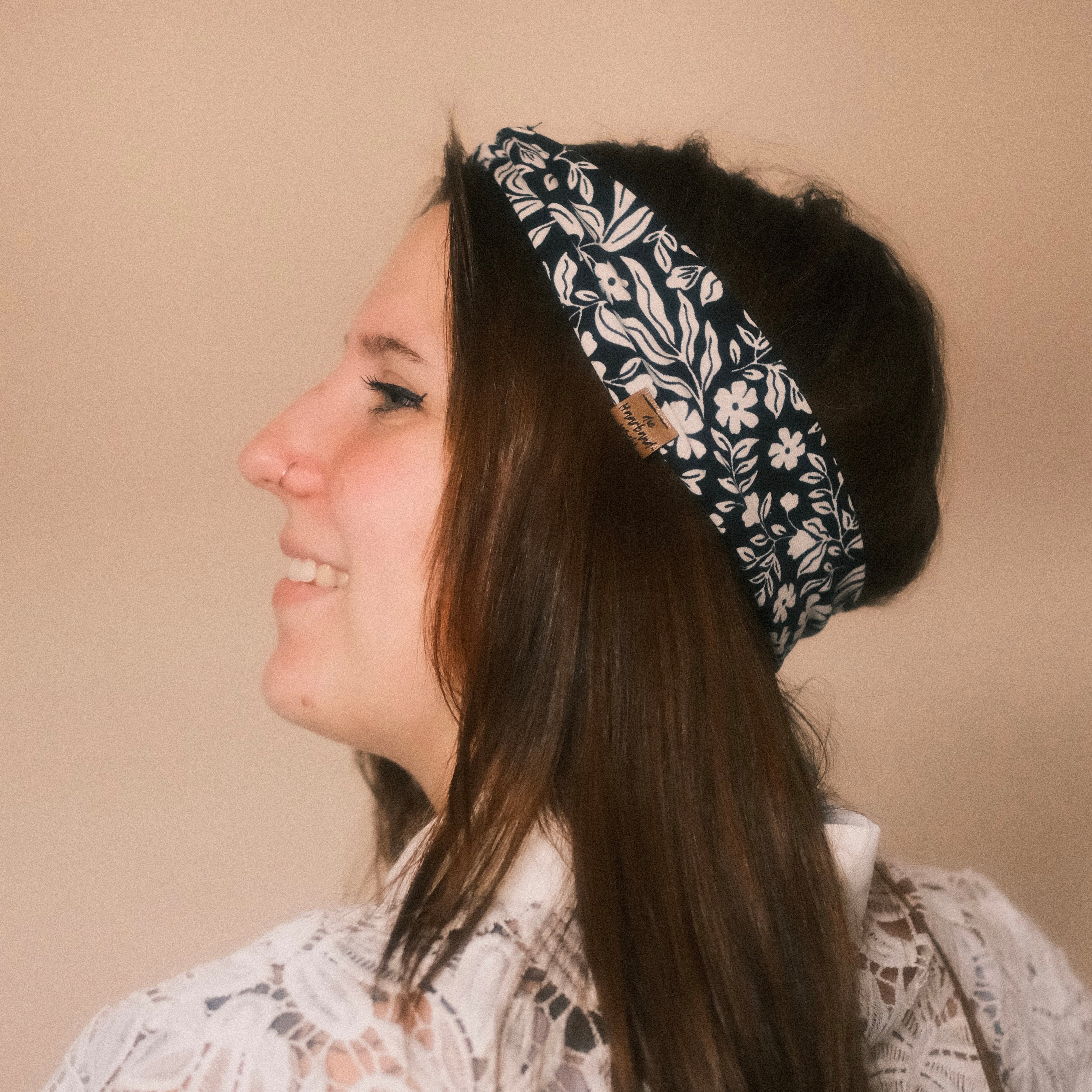 Basic Haarband - Schwarze Blumen