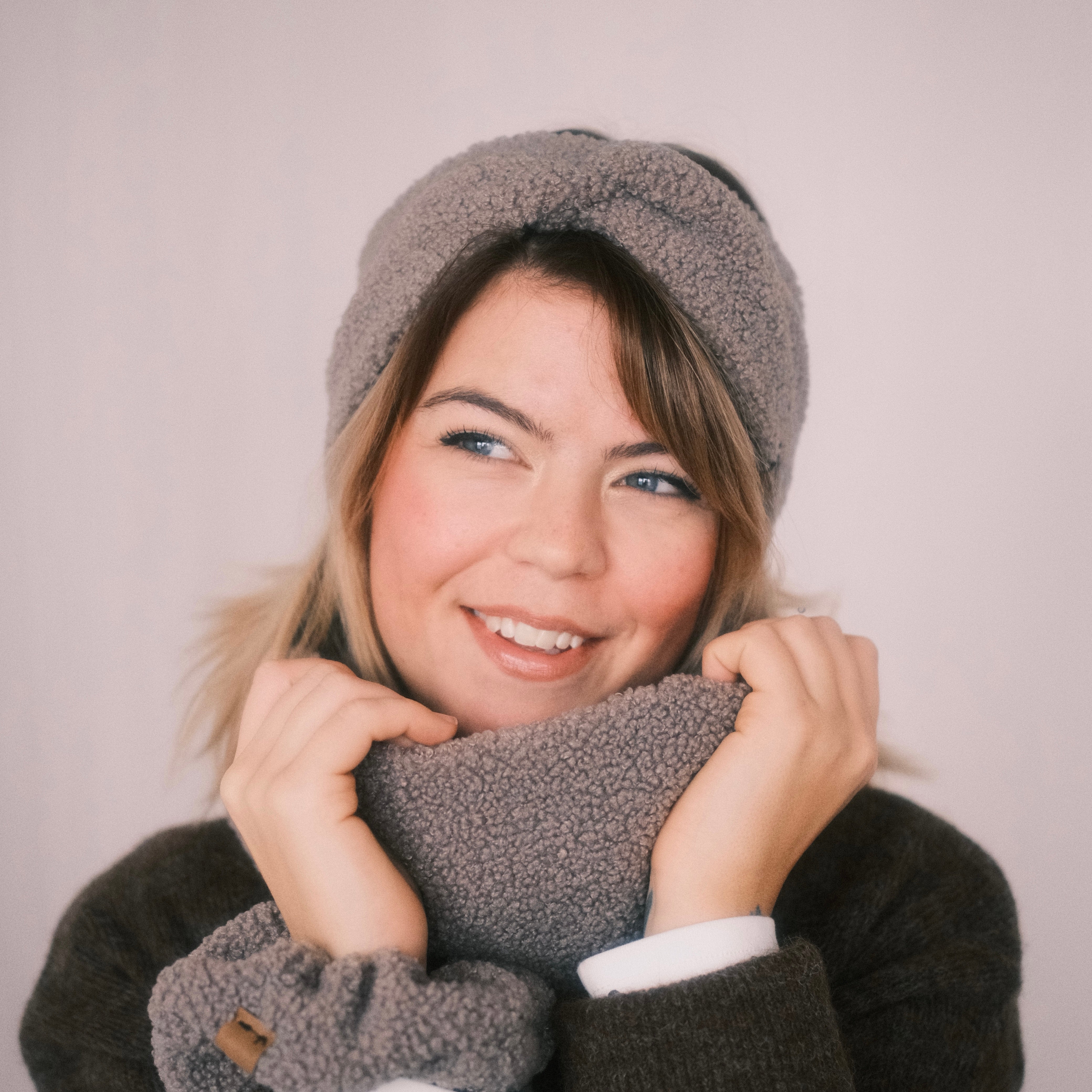 Basic Haarband - Teddy Salbei Grau