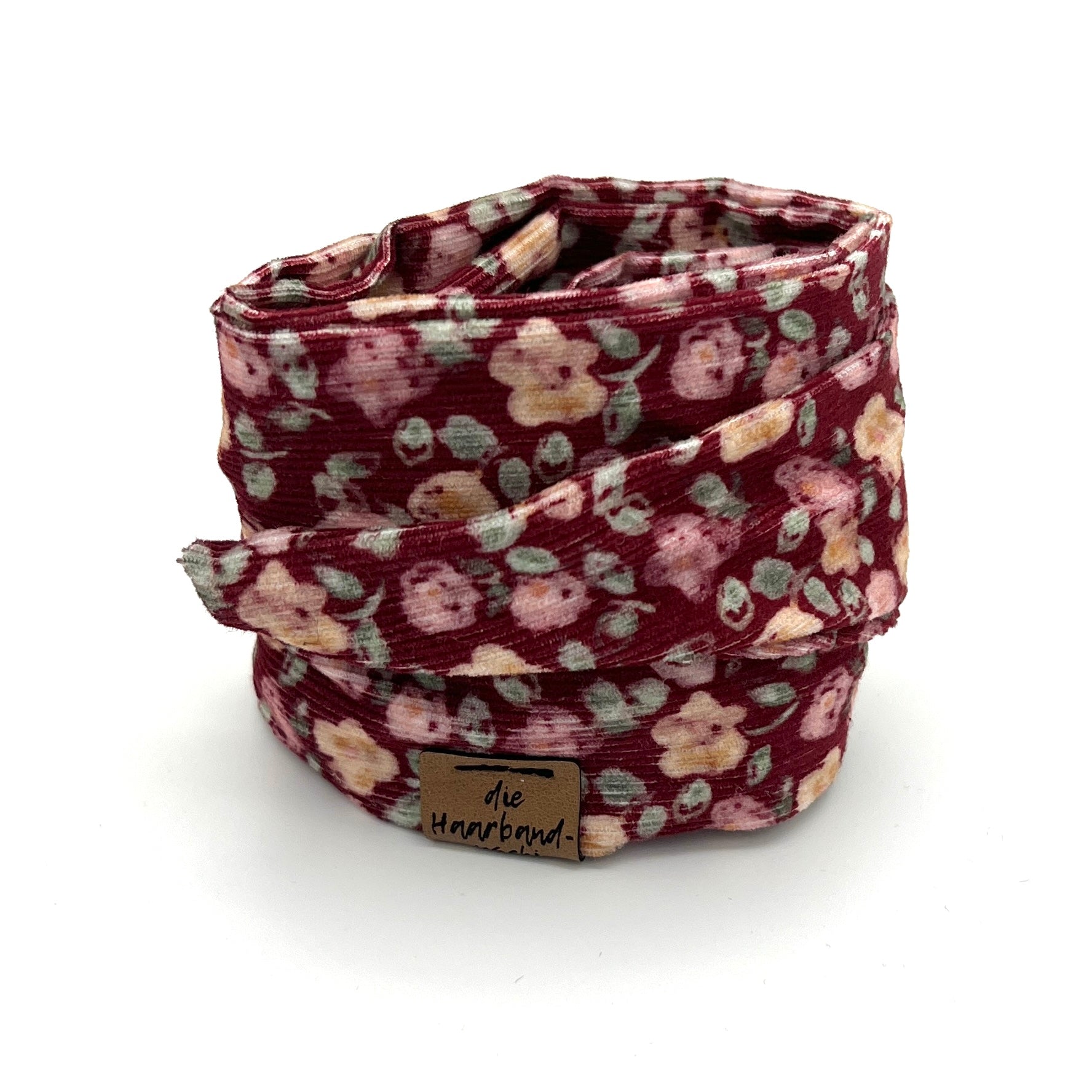 Drahthaarband - Cord Blumen Rot