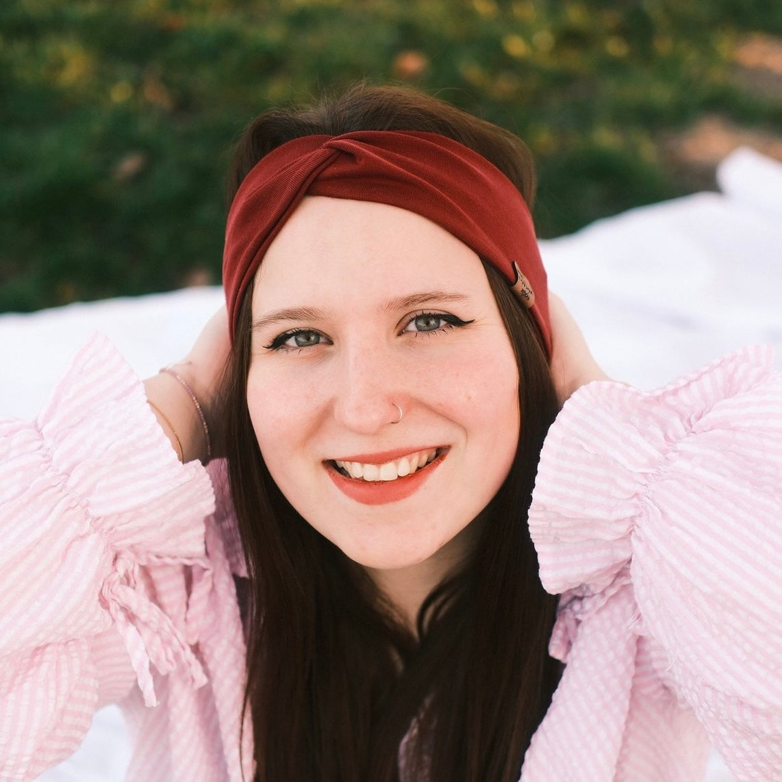 Basic Haarband - bordeaux schmal