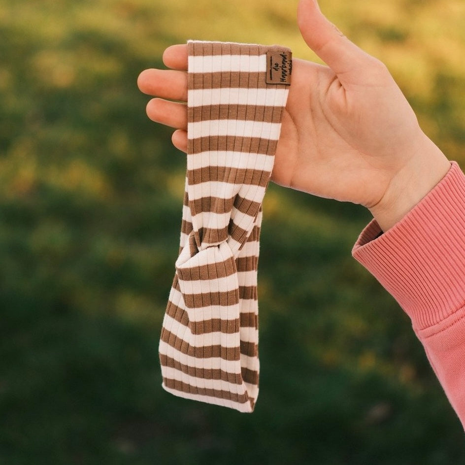 Basic Haarband - gestreift braun