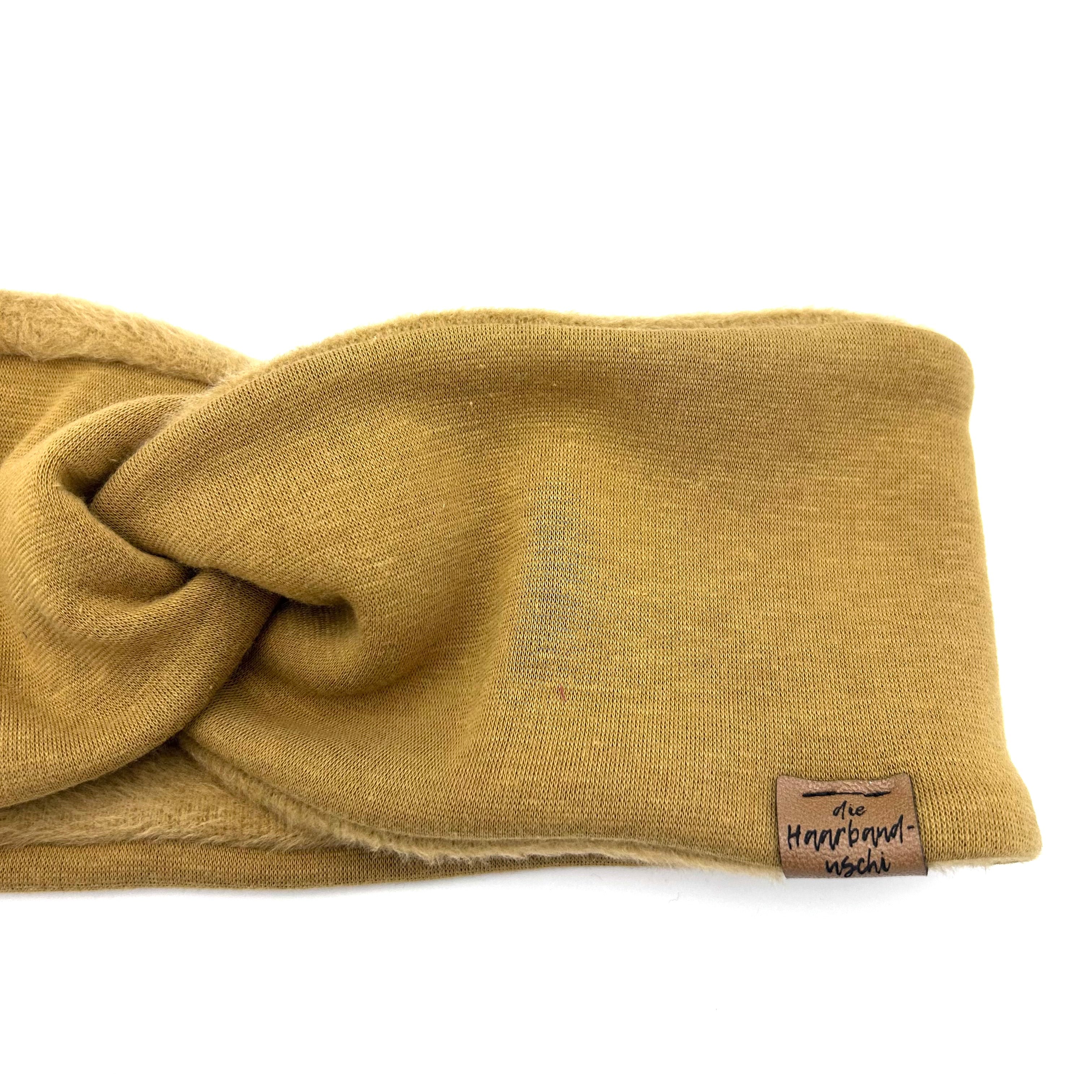 Stirnband Basic gefüttert senf