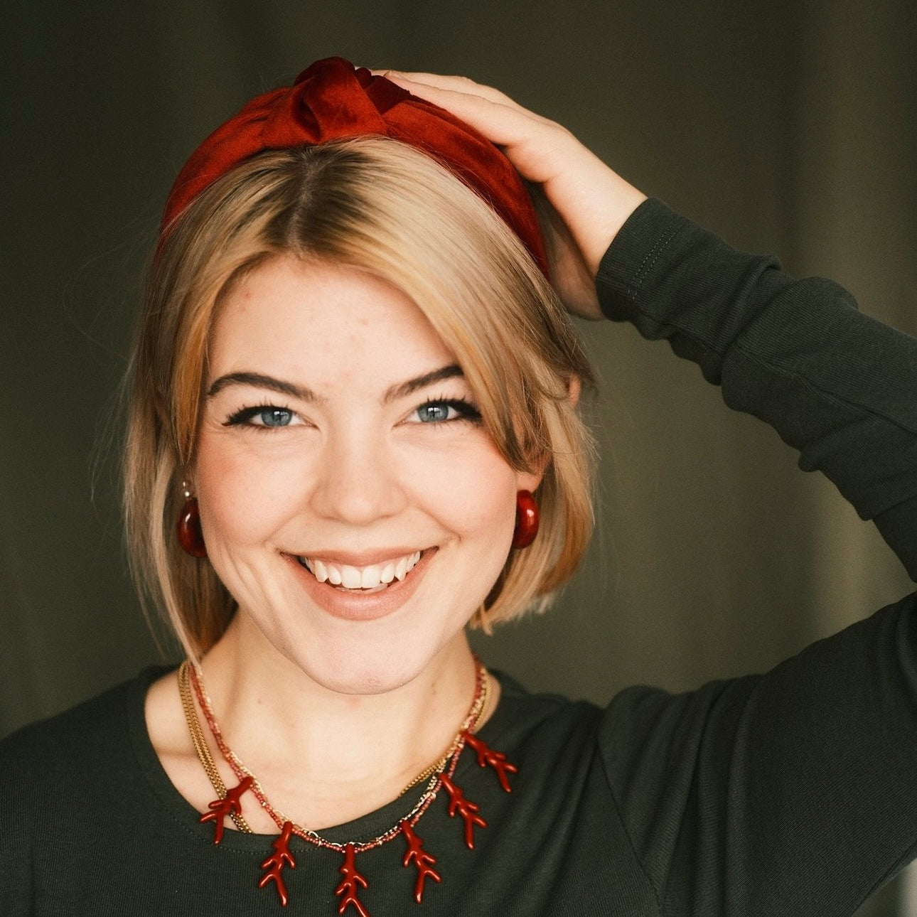 Elli - coralenrot Haarreif Knoten