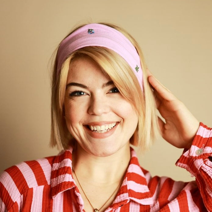 Drahthaarband Blümchen Rosa