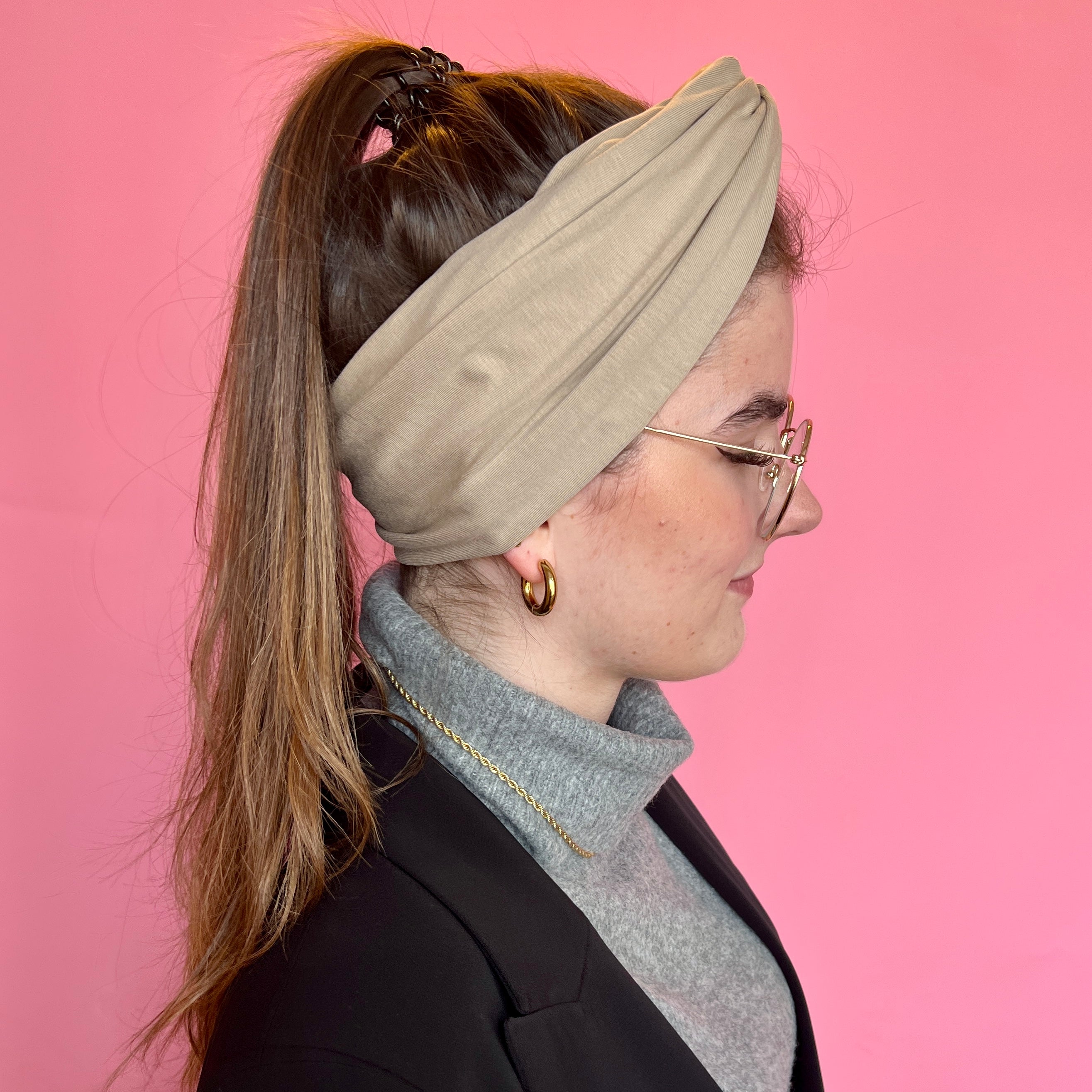 Drahthaarband breit - Beige