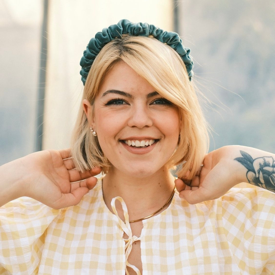 Hilde - Paradiestürkis Haarreif gerafft