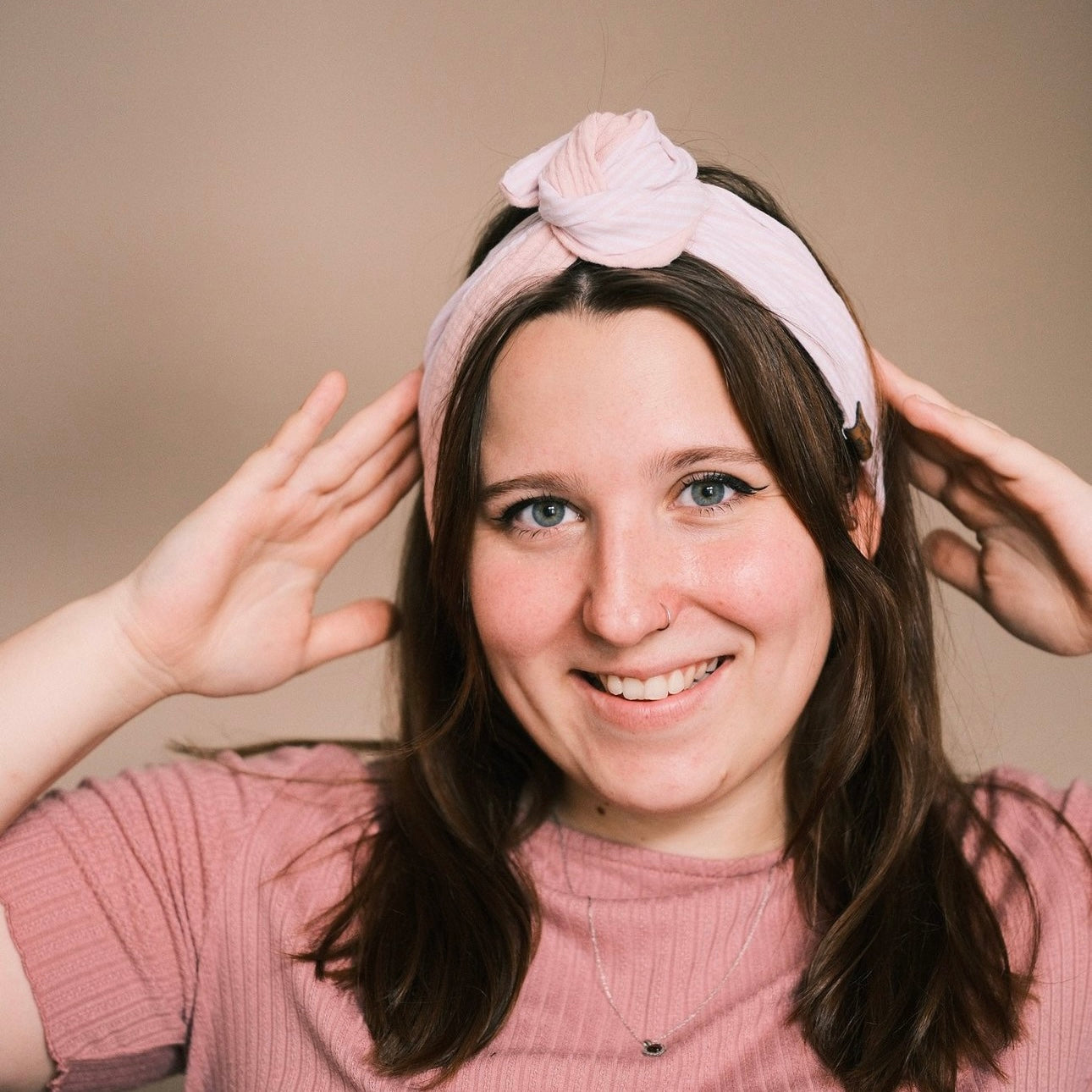 Drahthaarband 2 Seiten gestreift Rosa