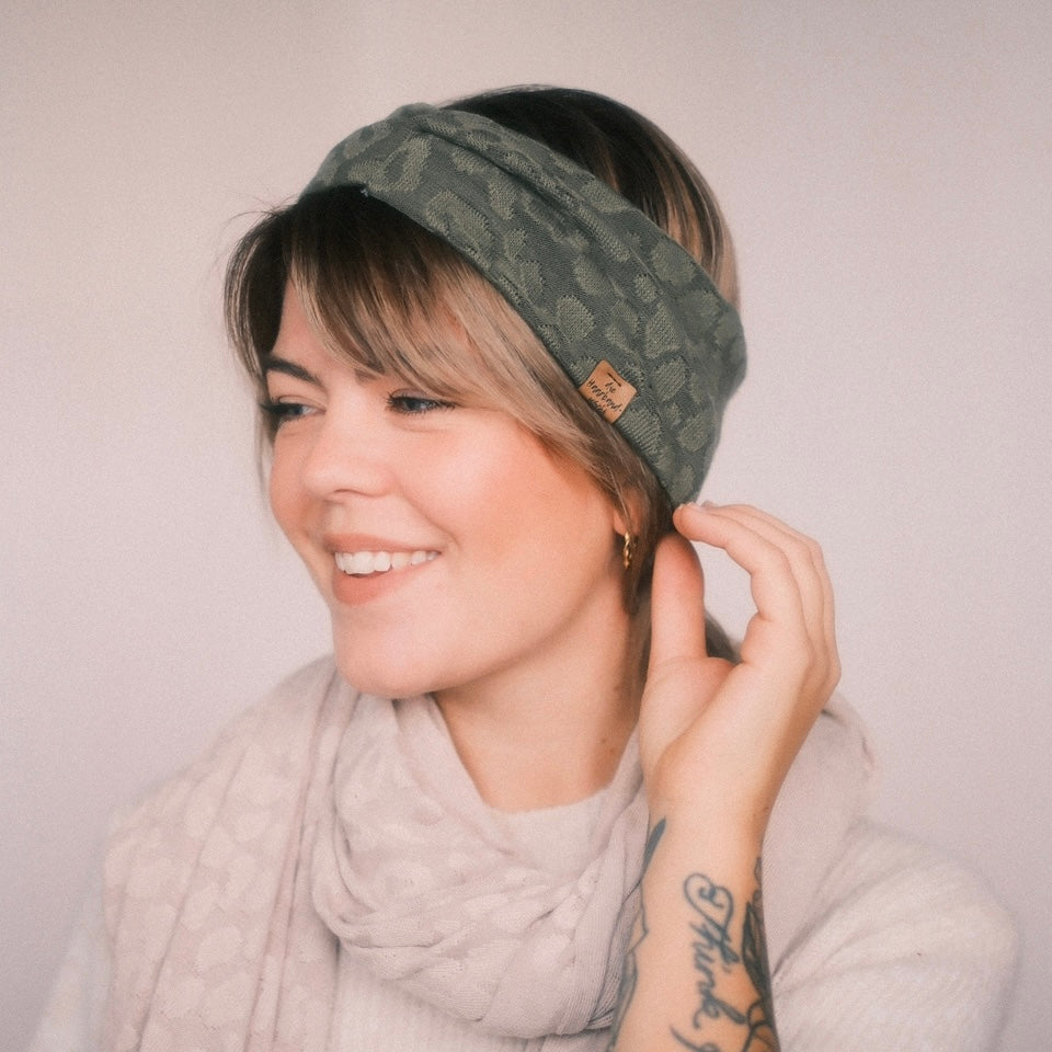 Basic Strick Haarband - Leo Grün