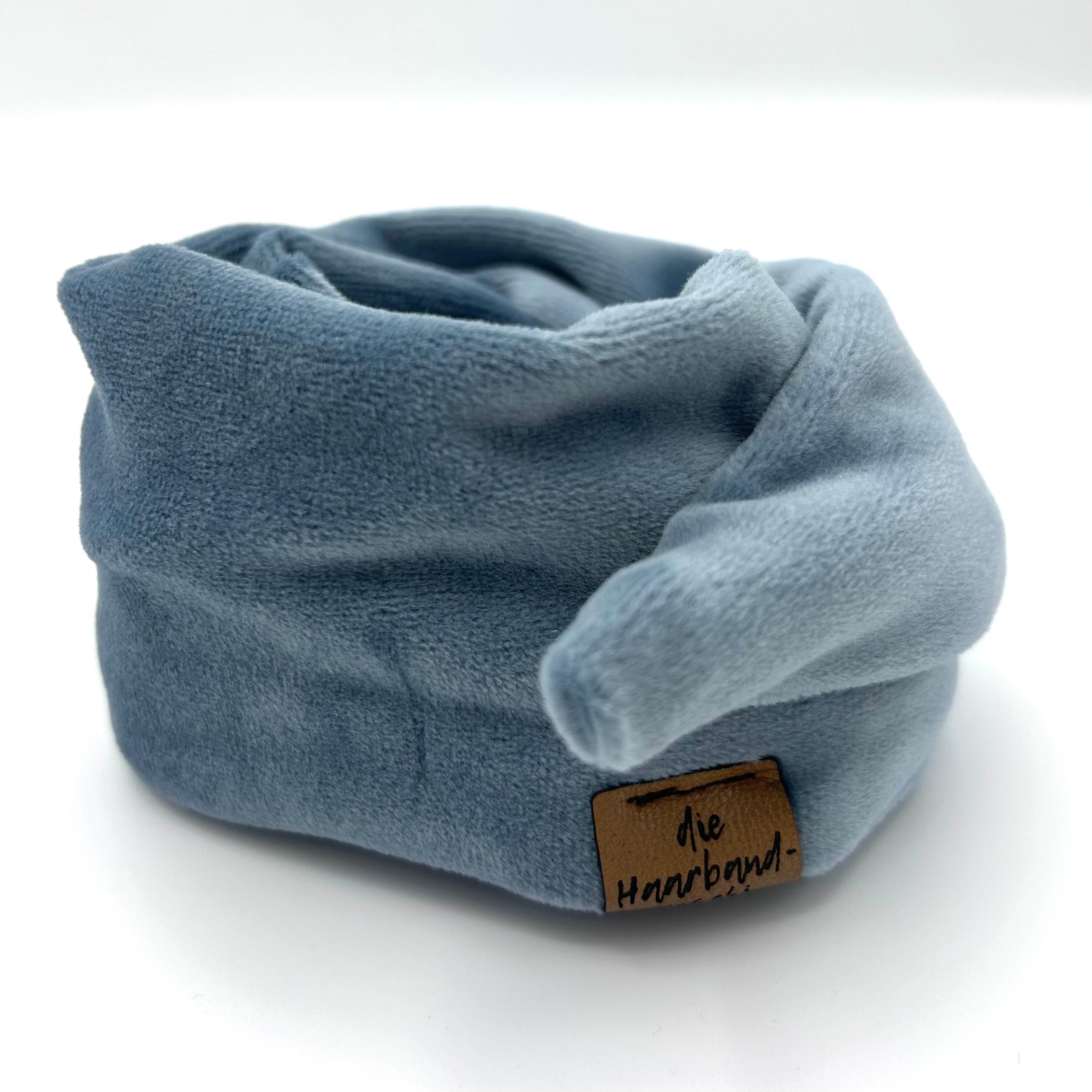 Drahthaarband schmal - Samt Eisblau