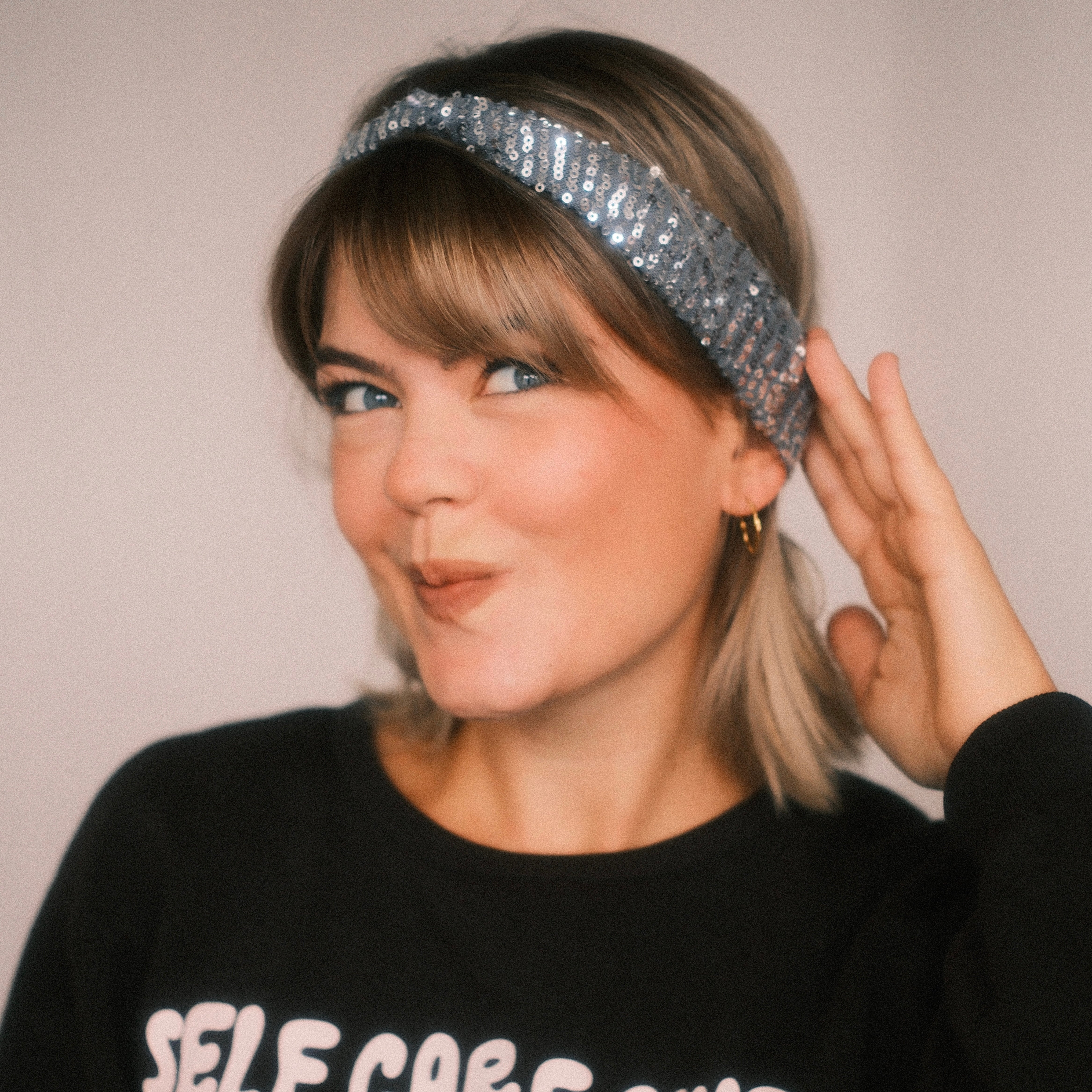 Basic Haarband - Pailletten Silberglanz