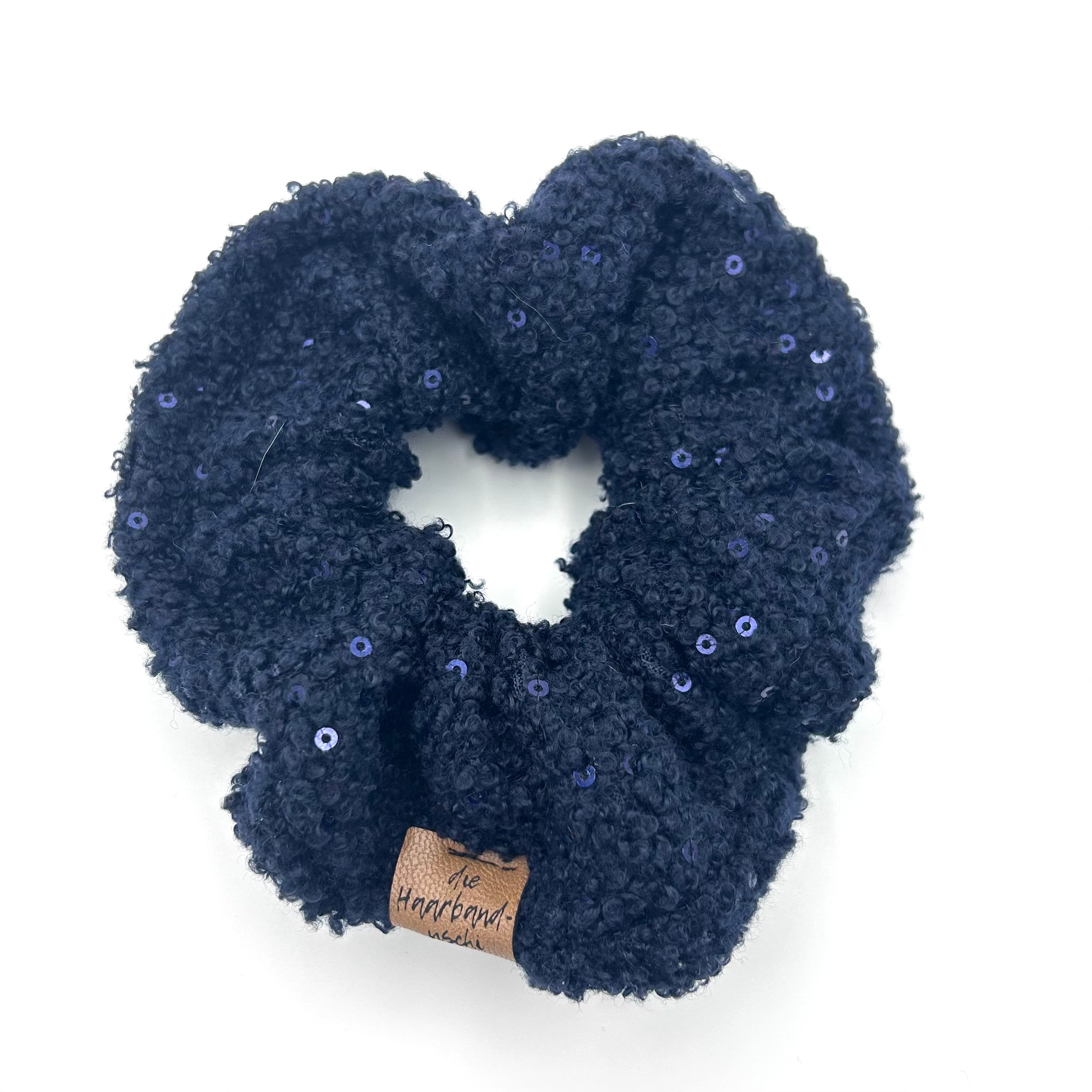 Scrunchie - Teddy Pailletten Dunkelblau