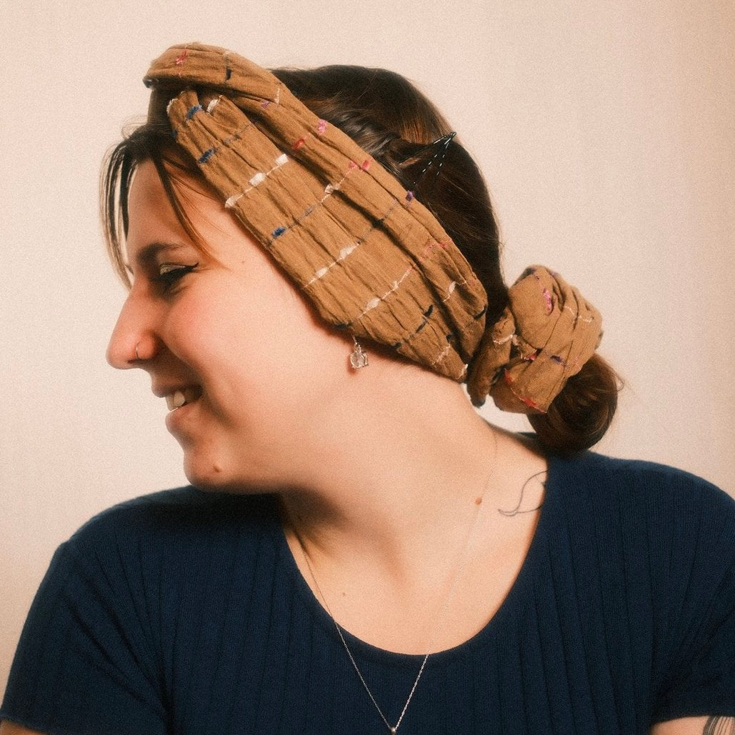 Drahthaarband breit Boho braun