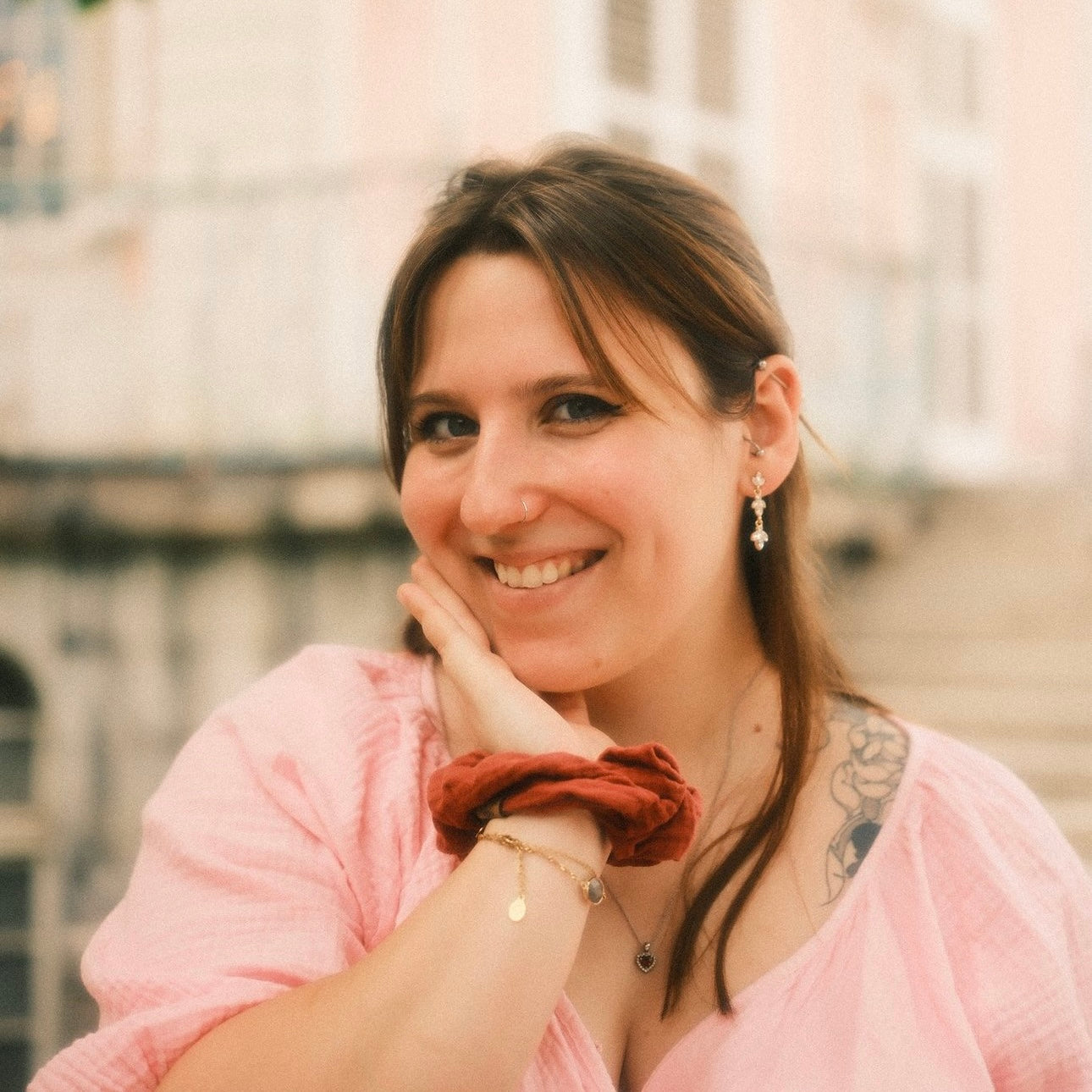 Scrunchie Musselin Rosé