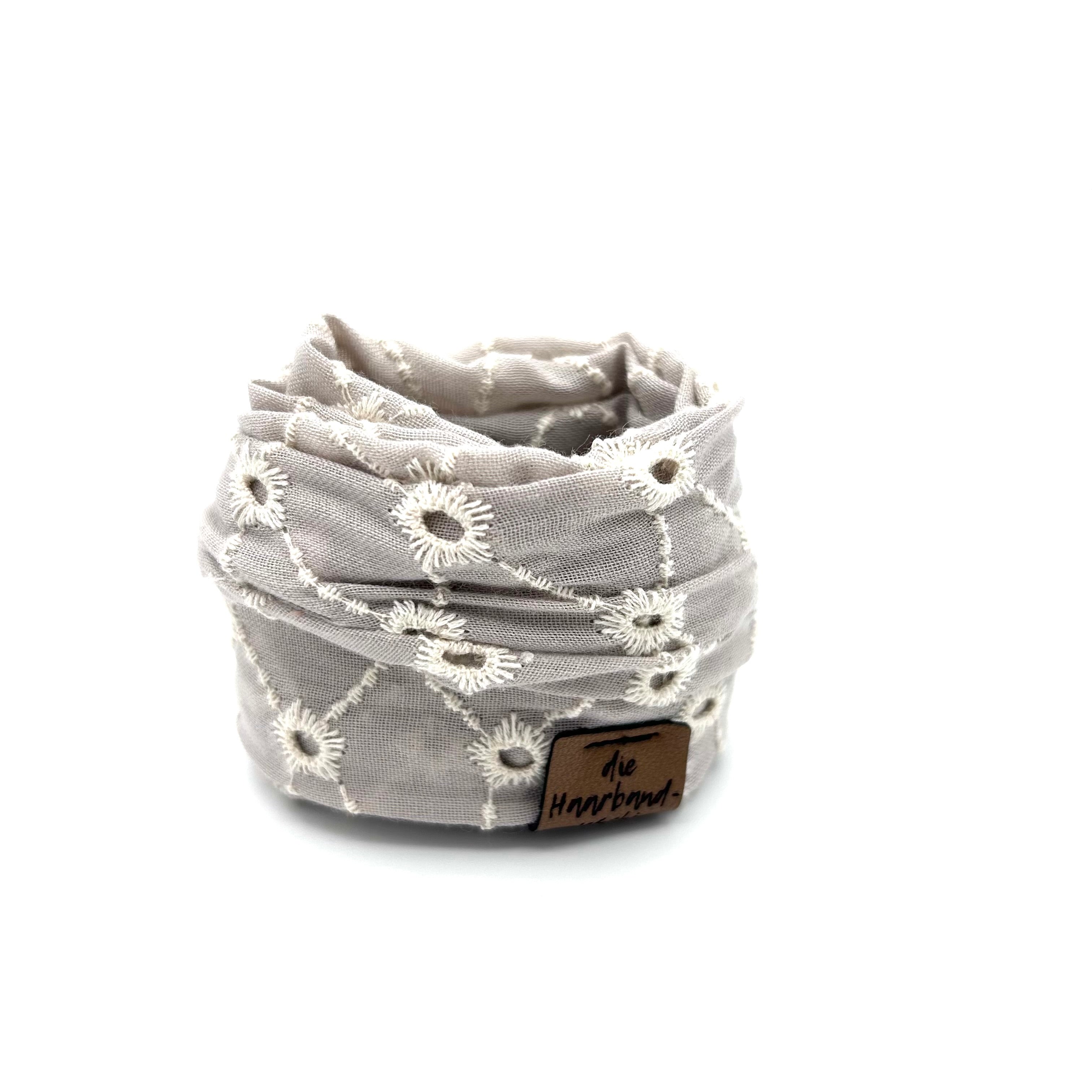 Drahthaarband schmal - Polka Stick Grau