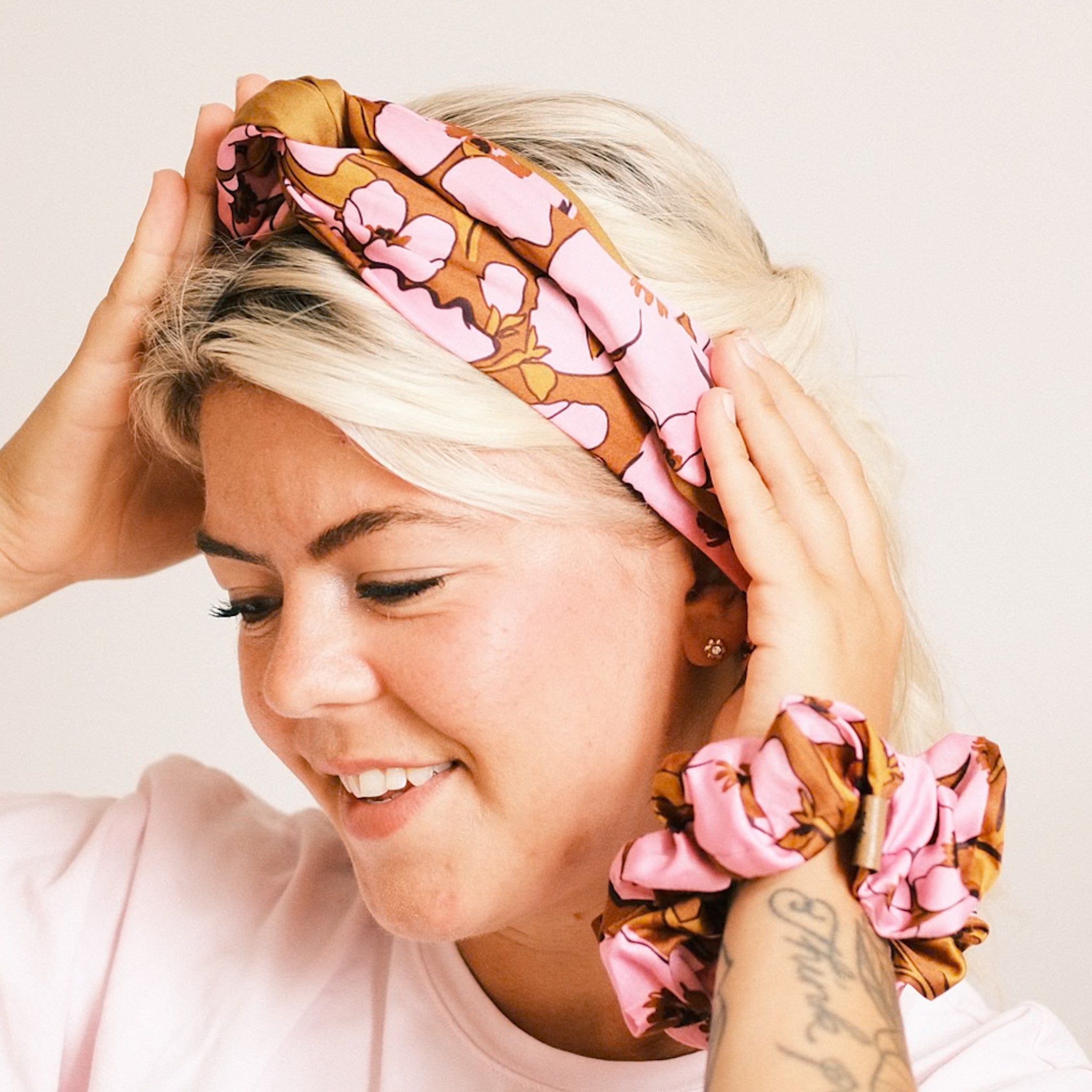 Drahthaarband breit 2 Seiten - Pink Toffee