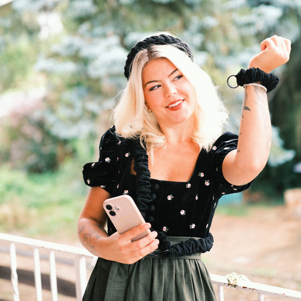 HandyScrunchie - Veganes Wildleder Schwarz