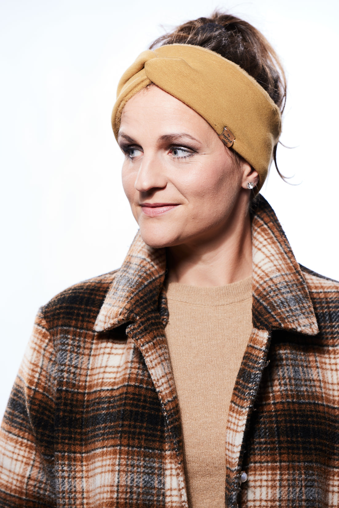 Stirnband Basic gefüttert senf